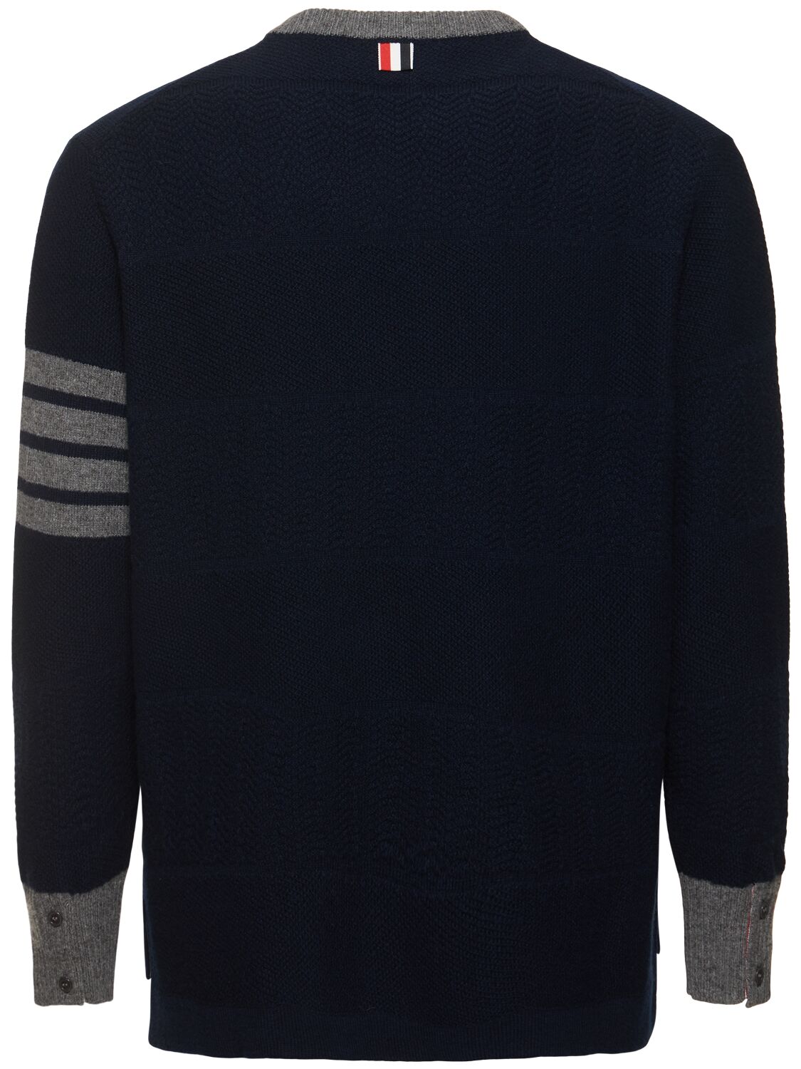 Shop Thom Browne Textured Rugby Stripe Crewneck Sweater In Navy