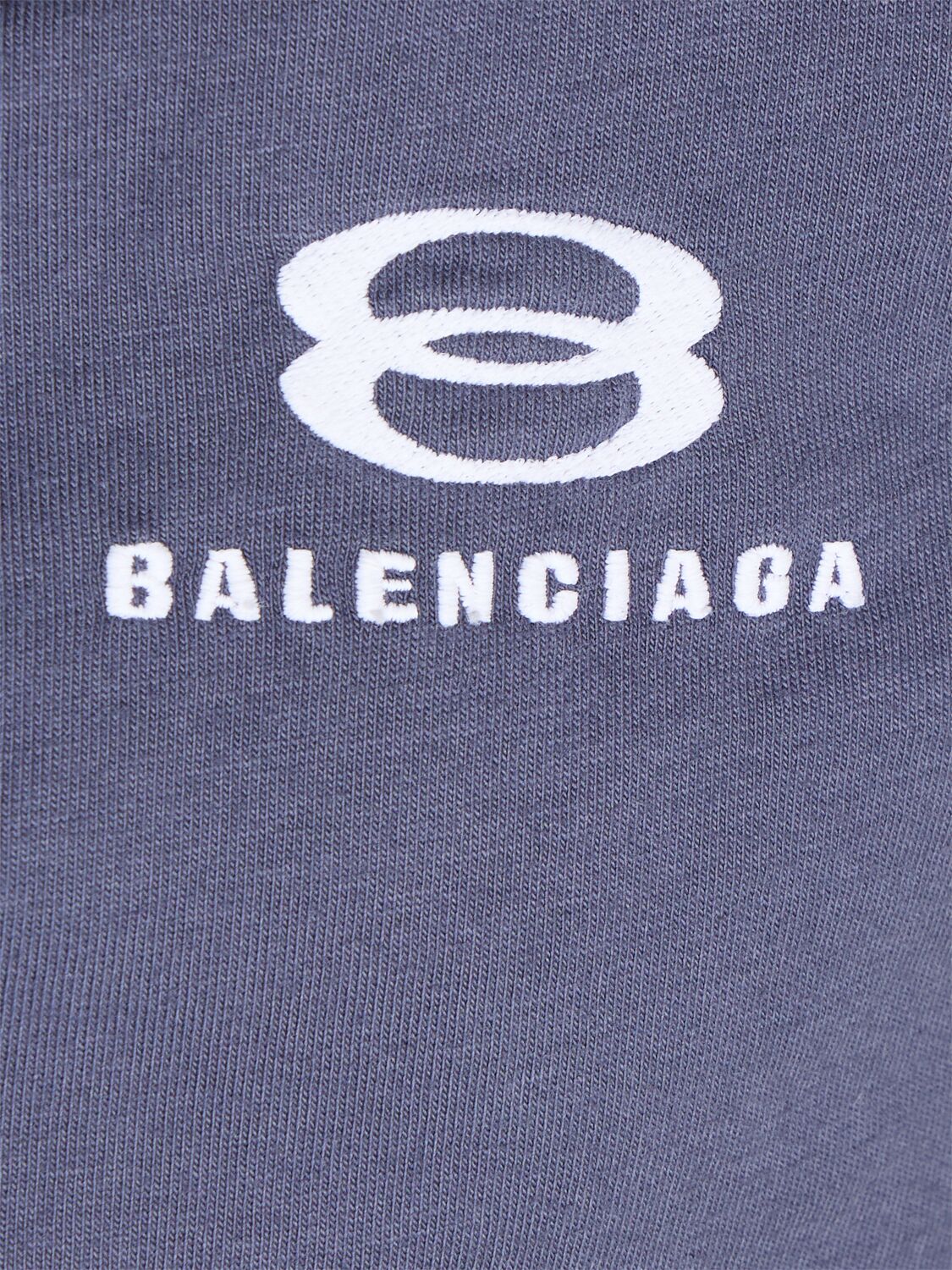 Shop Balenciaga Incognito Cotton Blend Hoodie In Washed Blue/whi