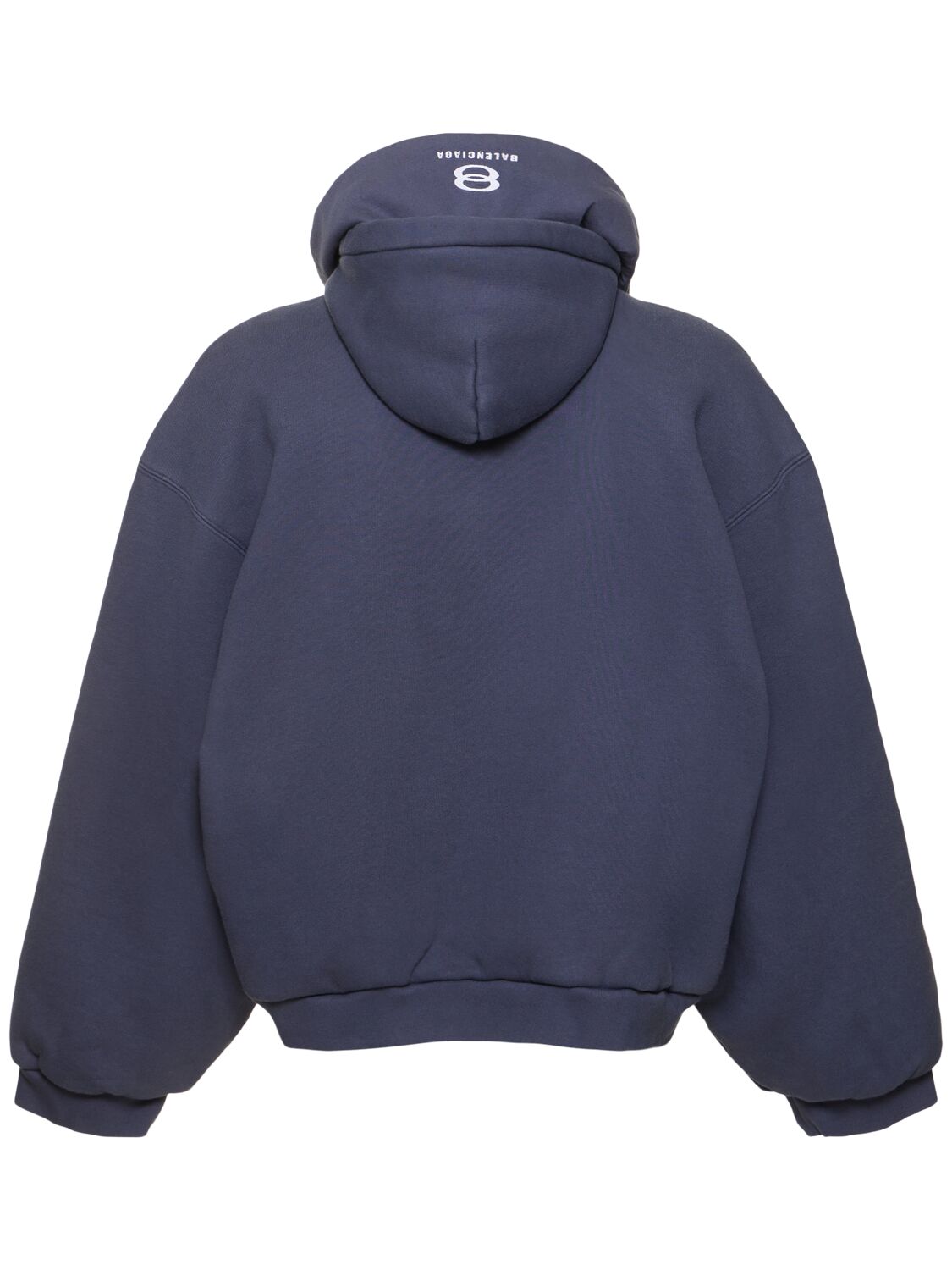 Shop Balenciaga Incognito Cotton Blend Hoodie In Washed Blue/whi