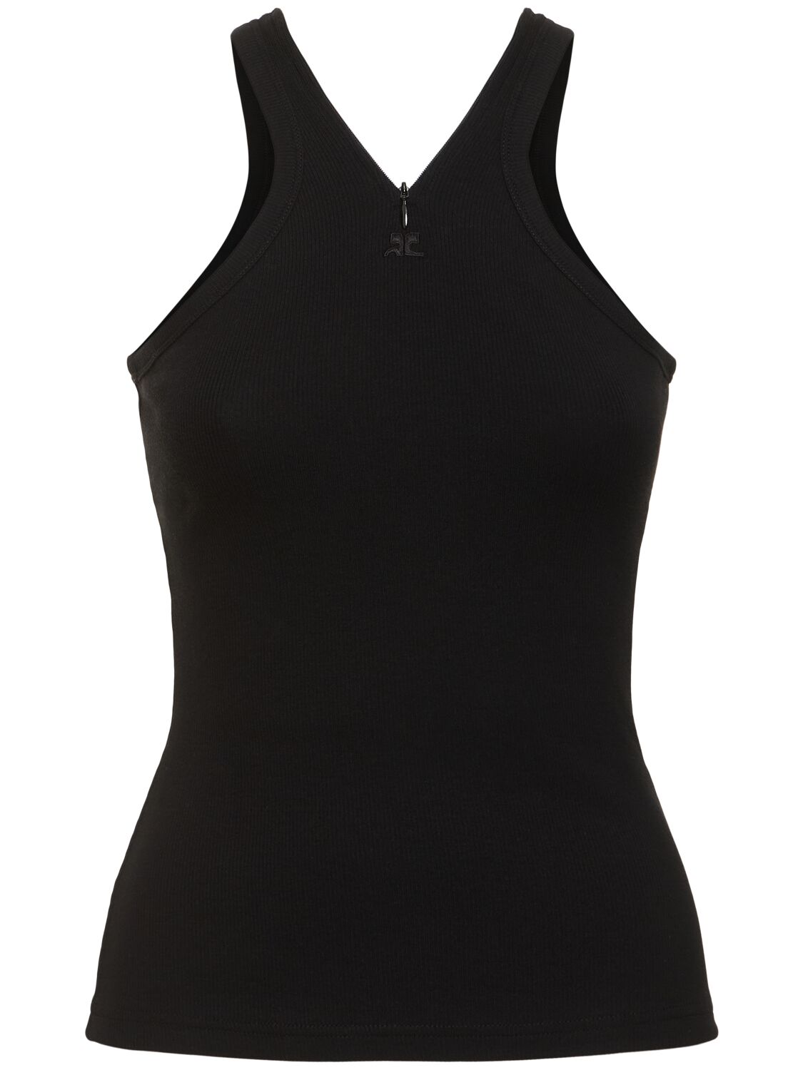 Shop Courrèges Criss Cross 90s Rib Cotton Tank Top In Black