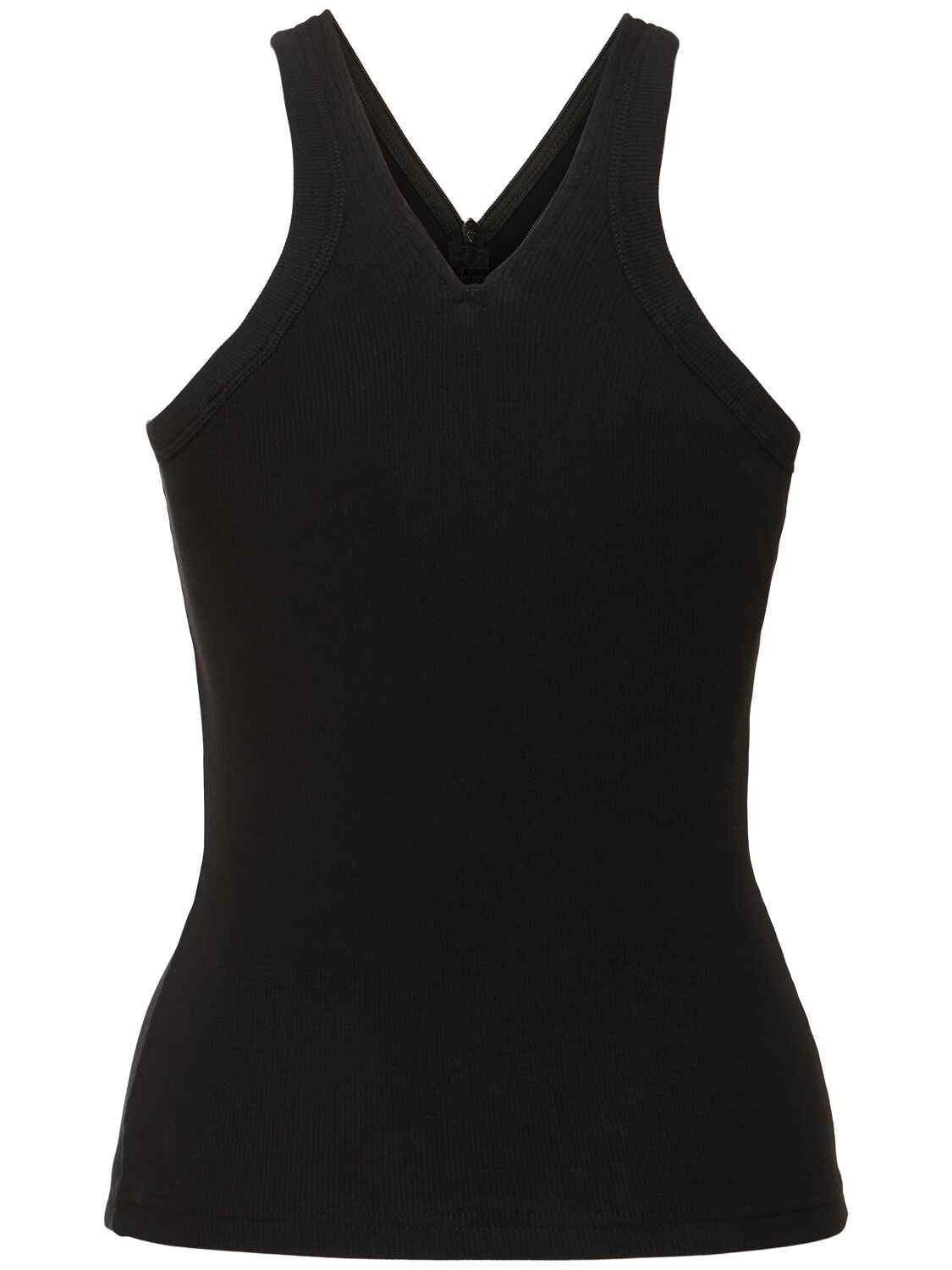 Shop Courrèges Criss Cross 90s Rib Cotton Tank Top In Black