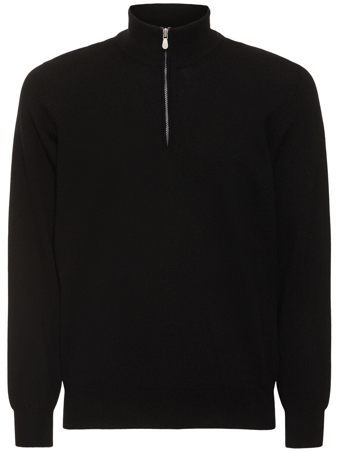 Brunello Cucinelli Half Zip Cashmere Turtleneck Sweater In Black