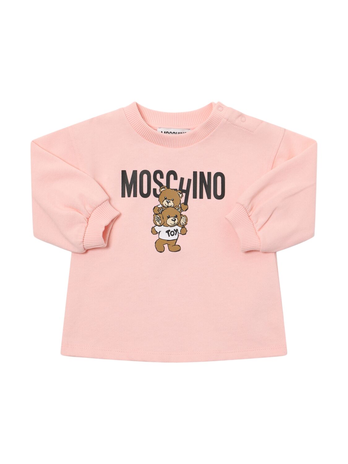 Moschino Printed Cotton Sweat Dress In Pink