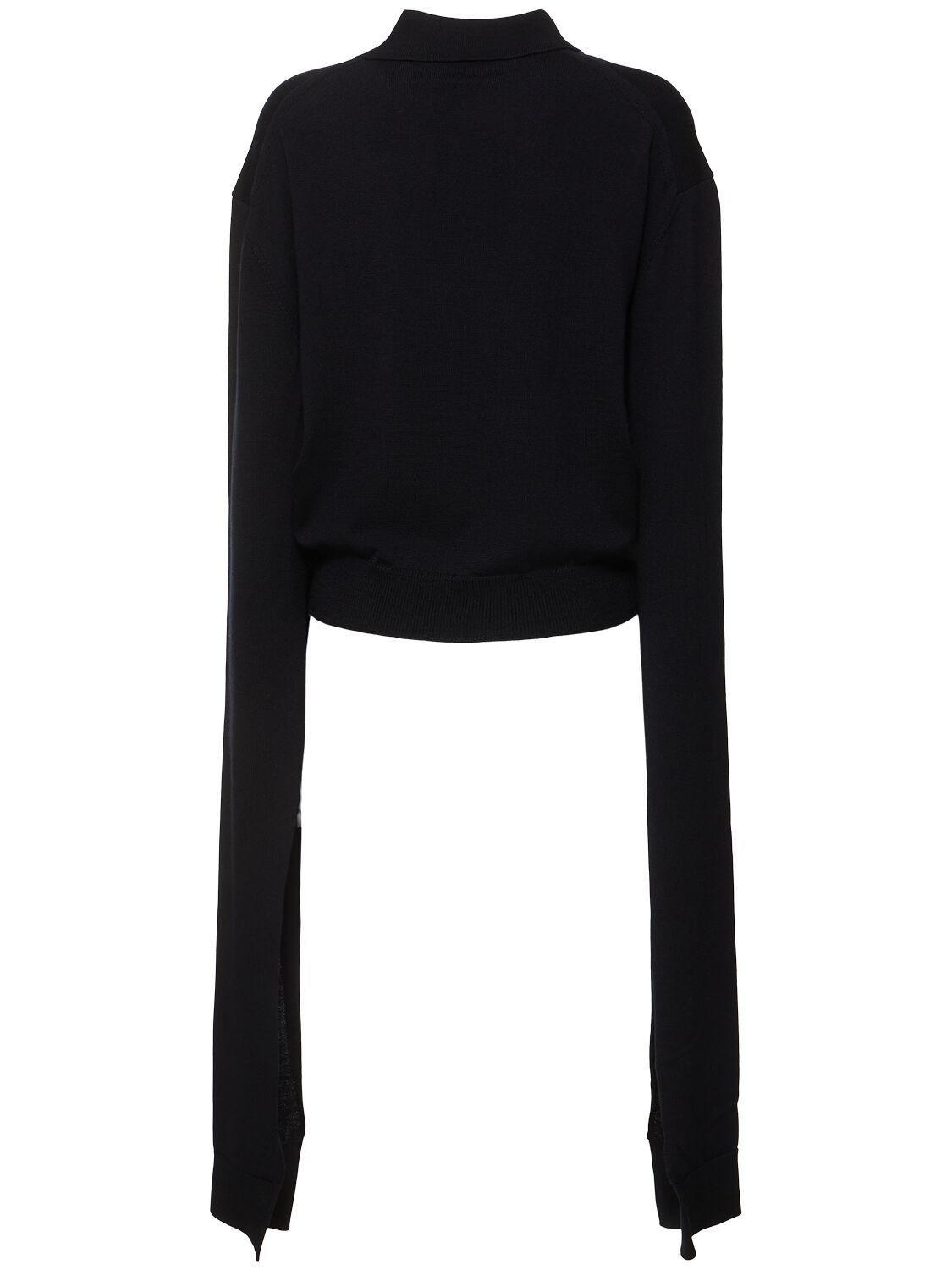 Shop Coperni Knotted Knit Wool Polo Top In Navy