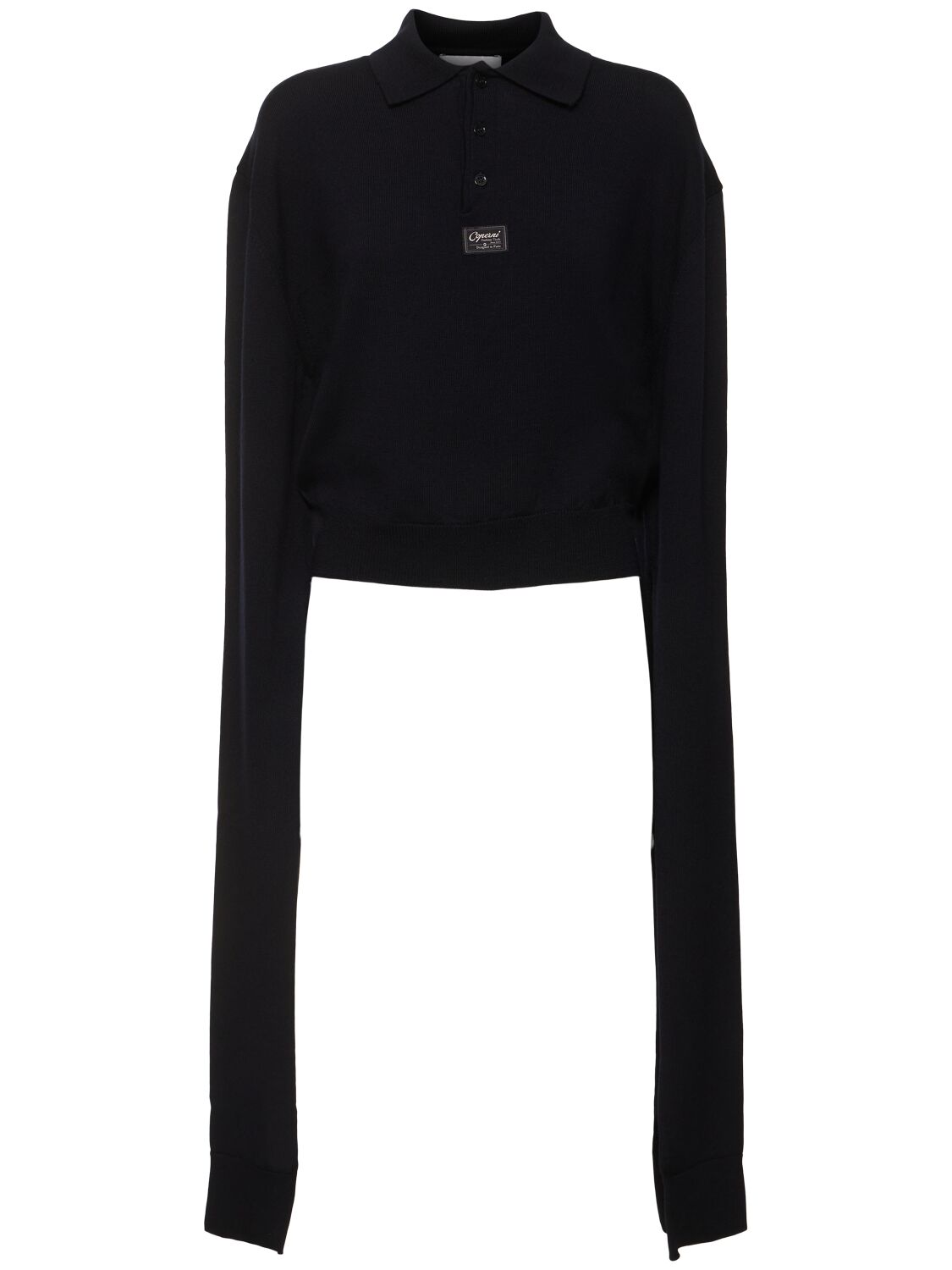 Shop Coperni Knotted Knit Wool Polo Top In Navy