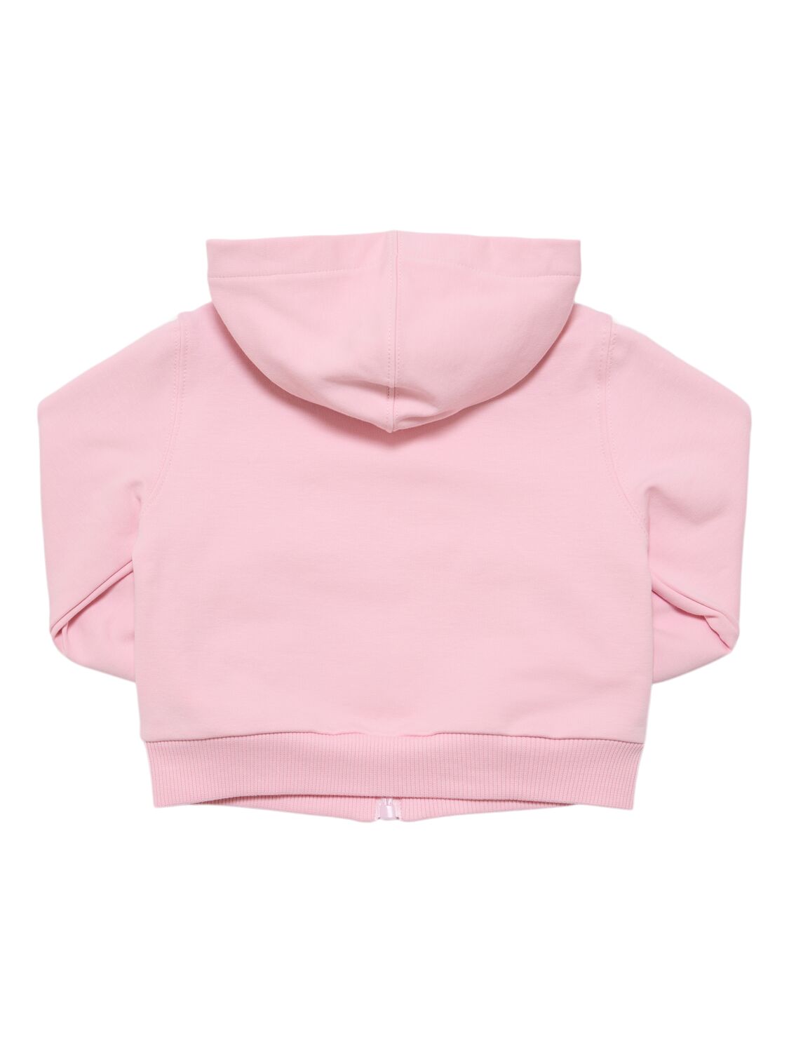 Shop Monnalisa Embroidered Cotton Full-zip Hoodie In Pink