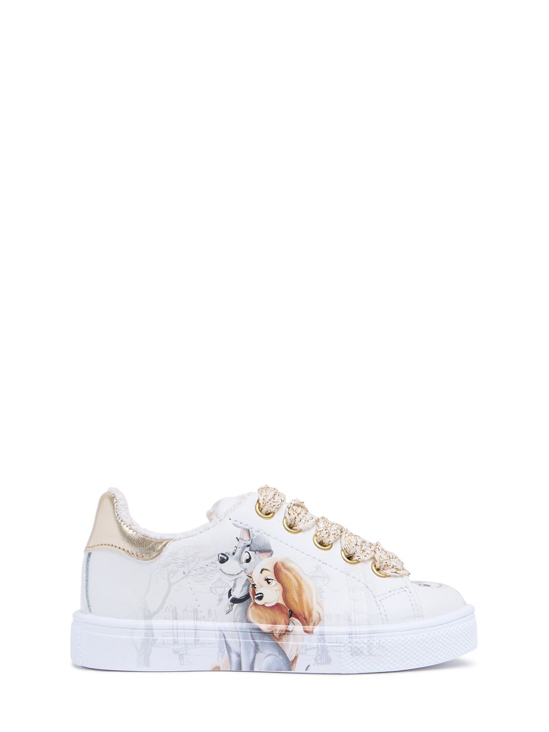 Monnalisa Lady And The Tramp Print Sneakers In White