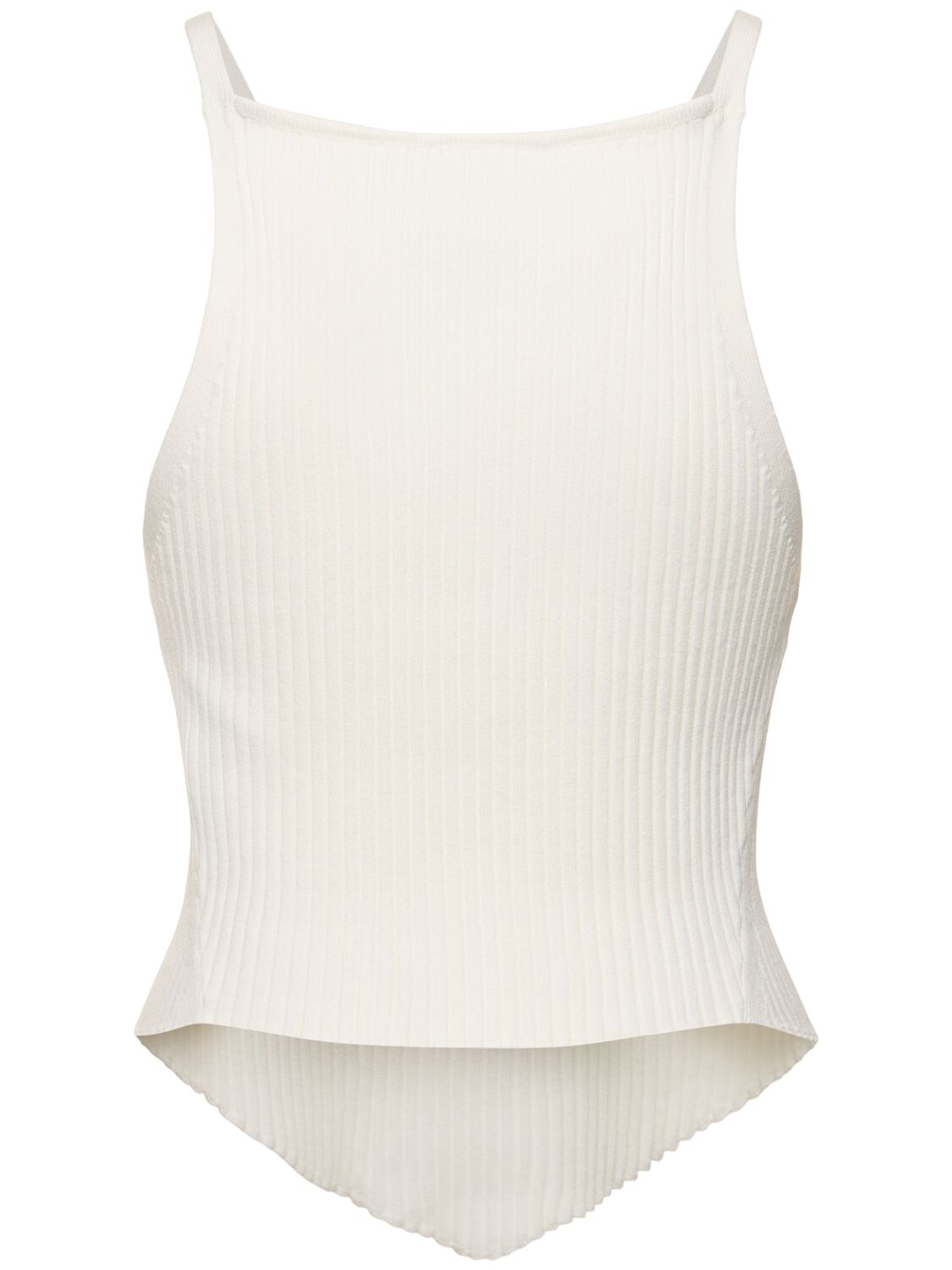 Shop Courrèges Signature Rib Knit Viscose Top In White