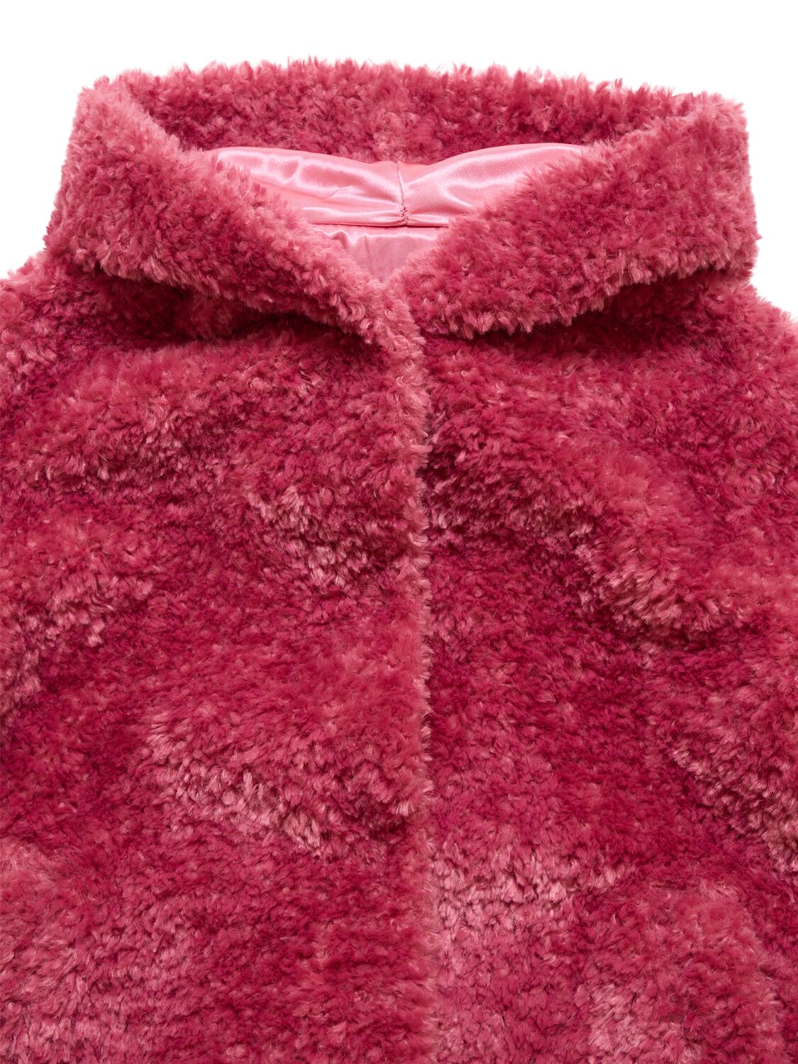 Shop Monnalisa Poly Faux Fur Hooded Jacket In Pink