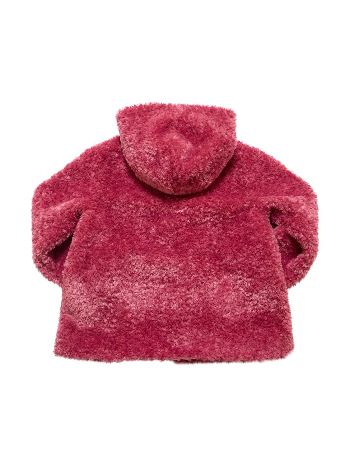 Shop Monnalisa Poly Faux Fur Hooded Jacket In Pink