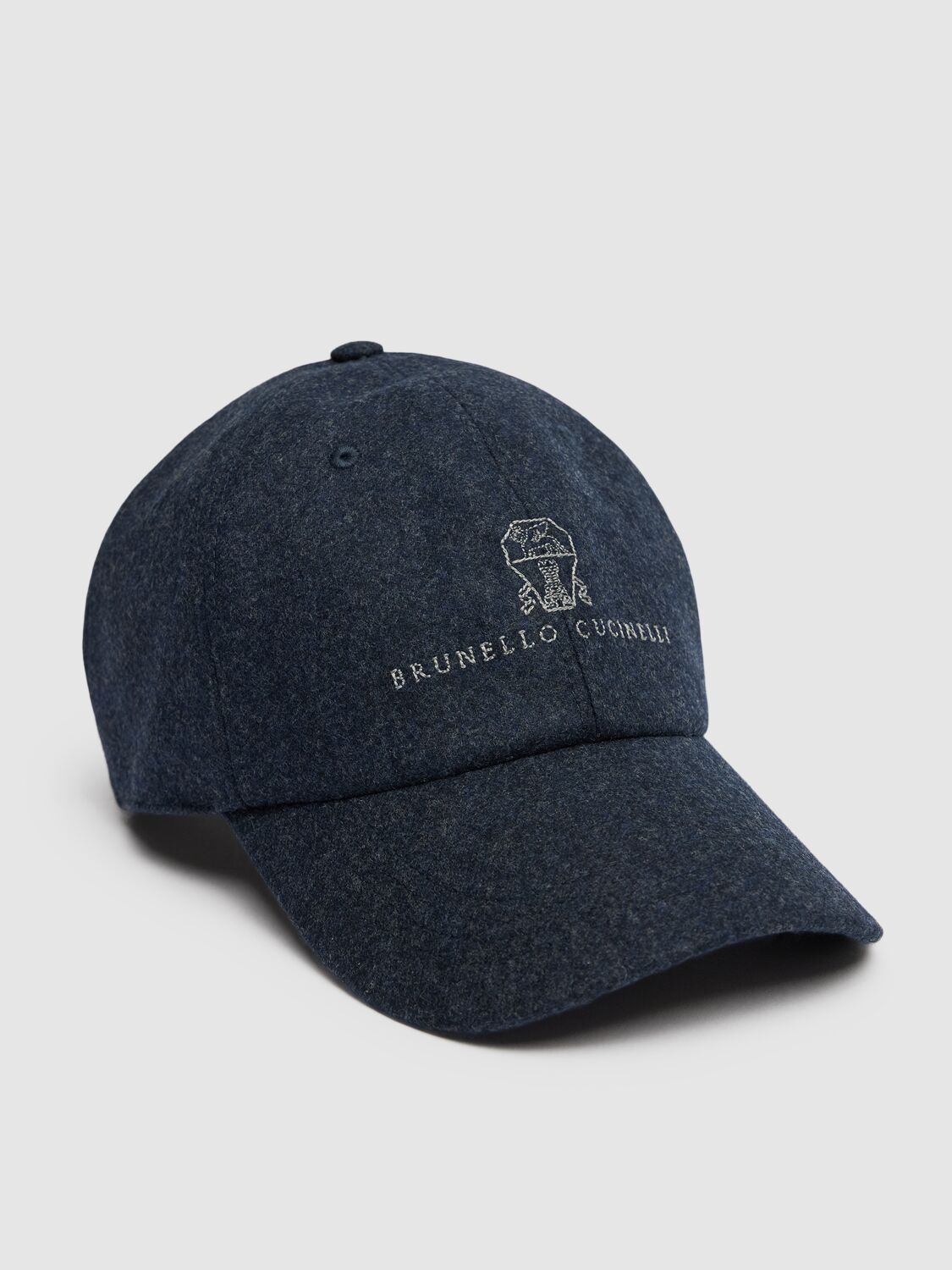 Shop Brunello Cucinelli Logo Wool Flannel Baseball Cap In Black