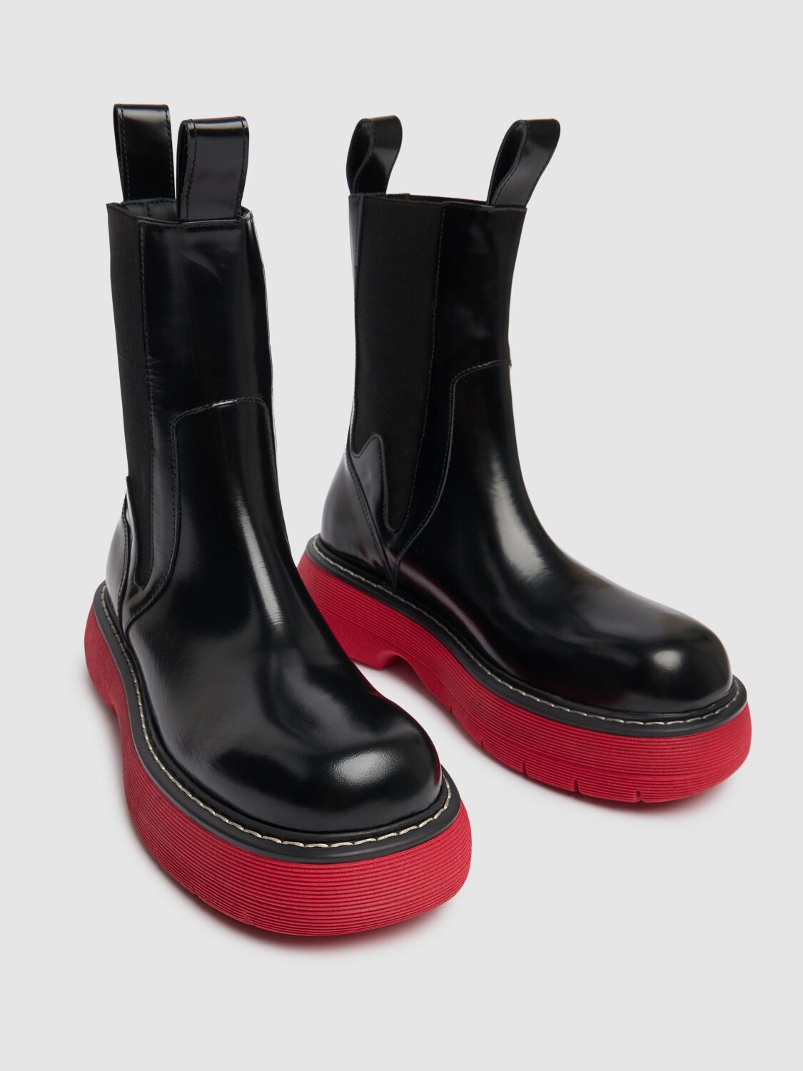 Shop Msgm 40mm M Chelsea Leather Boots In Red/black