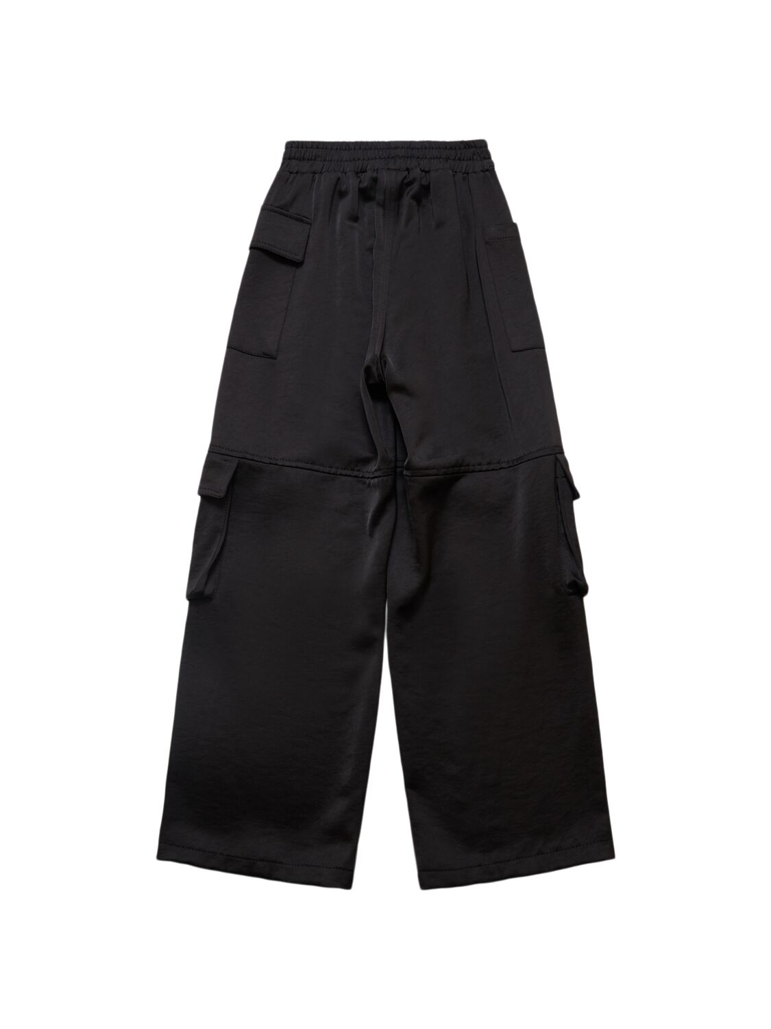 Shop Monnalisa Satin Cargo Pants In Black