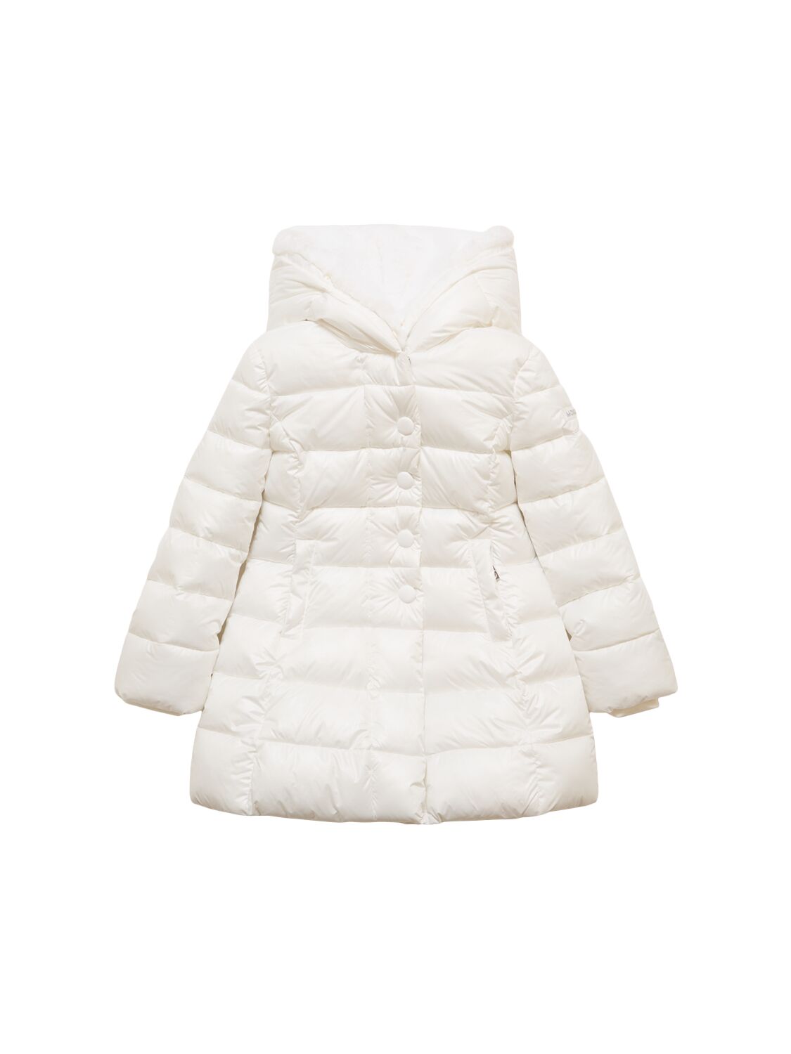 Monnalisa Babies' Hooded Poly & Faux Fur Puffer Jacket In White