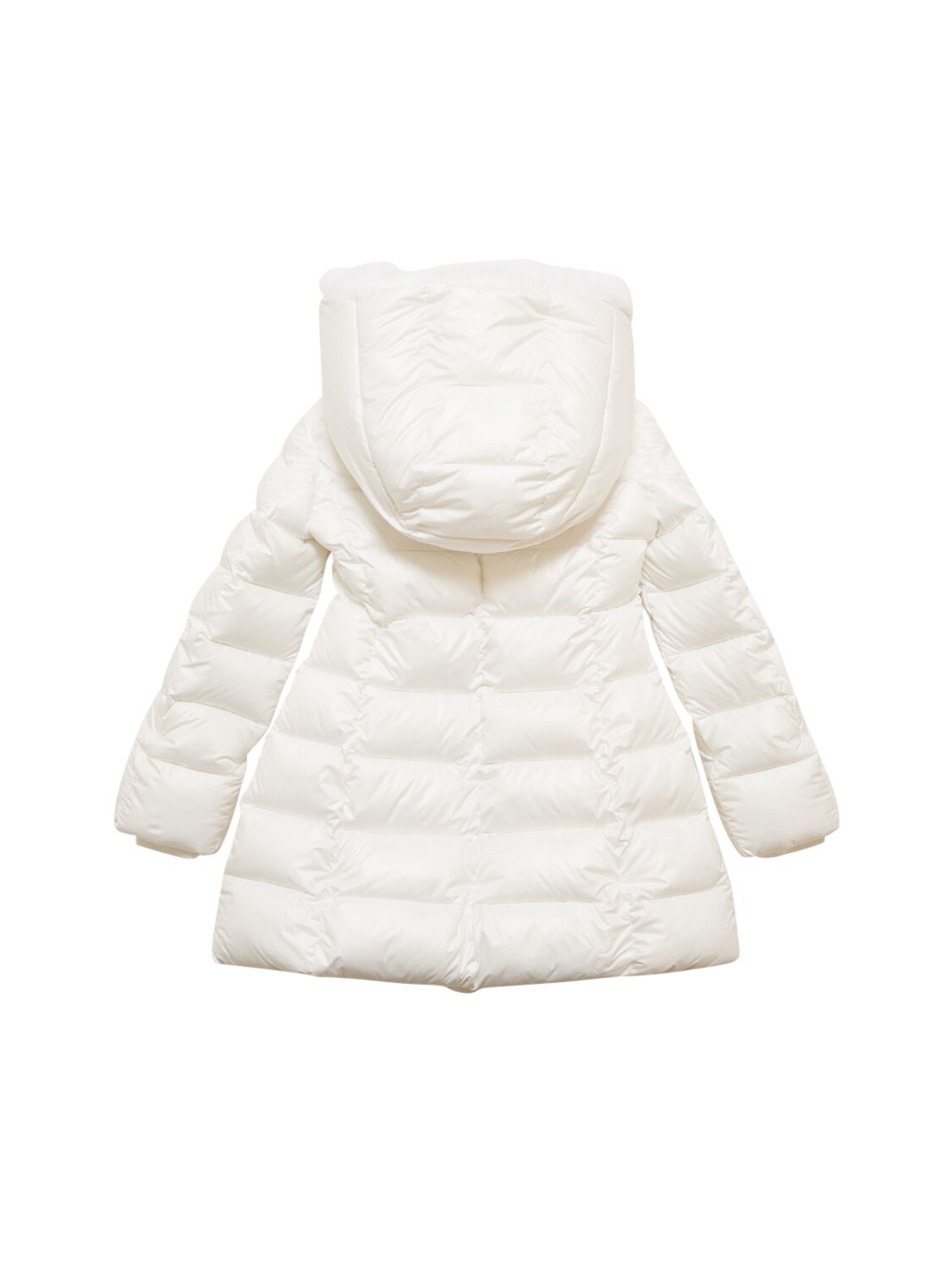 Monnalisa Hooded Poly & Faux Fur Puffer Jacket In White