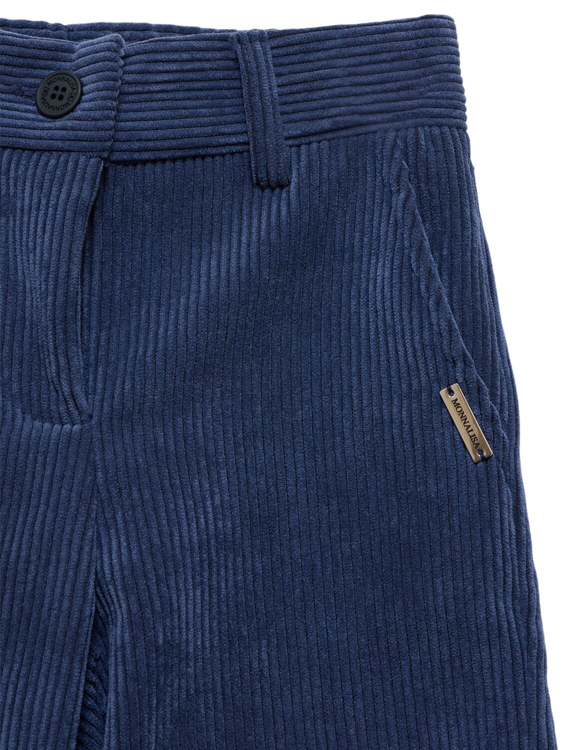 Shop Monnalisa Poly Blend Corduroy Pants In Blue