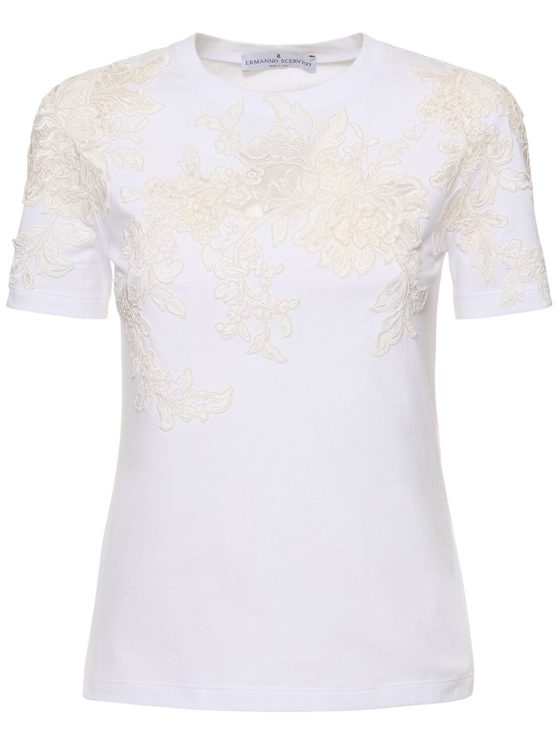 T-shirt En Jersey Brodé - ERMANNO SCERVINO - Modalova