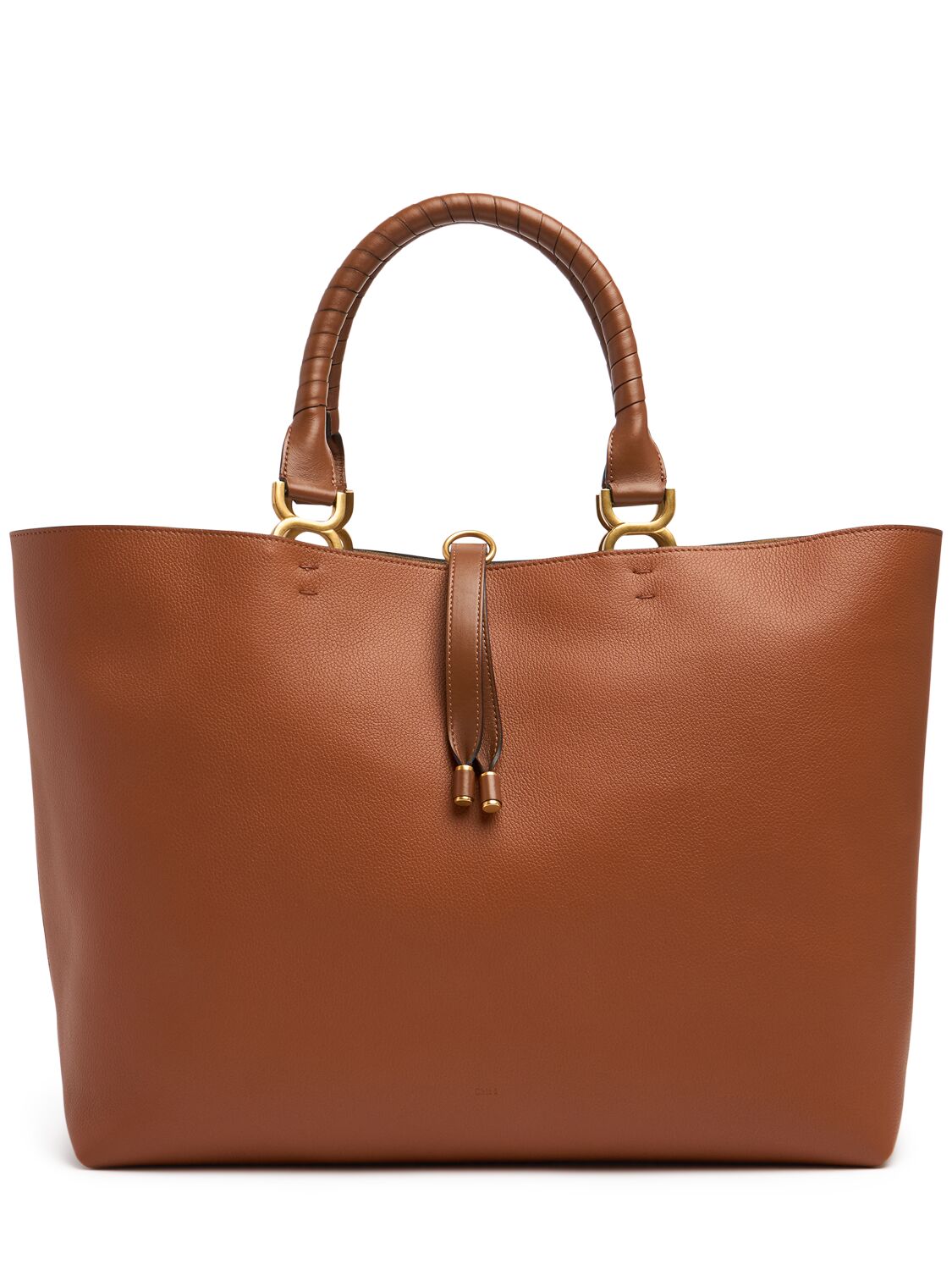 Chloé Marcie Grain Leather Tote Bag In Brown