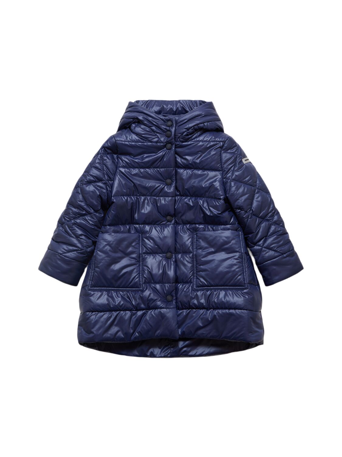 Monnalisa Hooded Poly Puffer Jacket In Blue