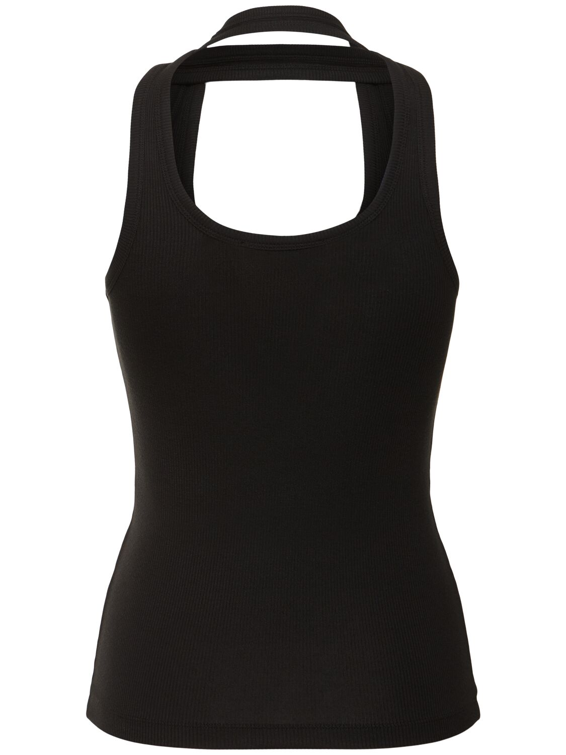 Shop Coperni Ribbed Stretch Viscose Tank Top In Black