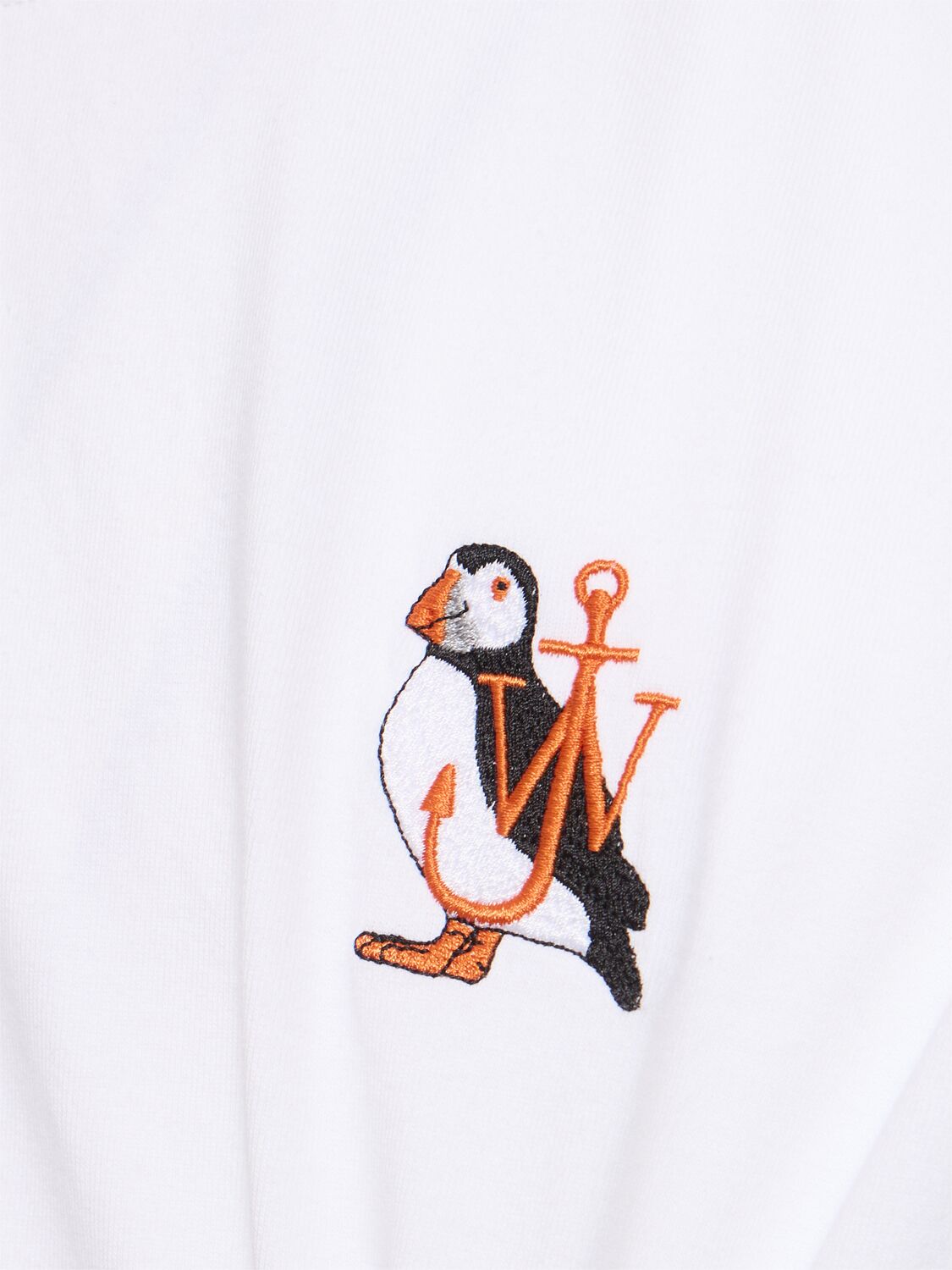 Shop Jw Anderson Puffin Embroidery Cotton T-shirt In White