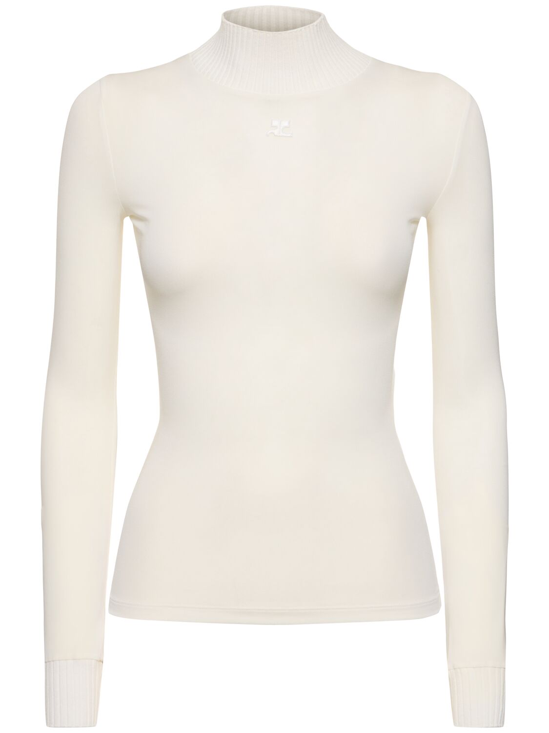 Courrèges Knit Viscose Blend Logo Top In White