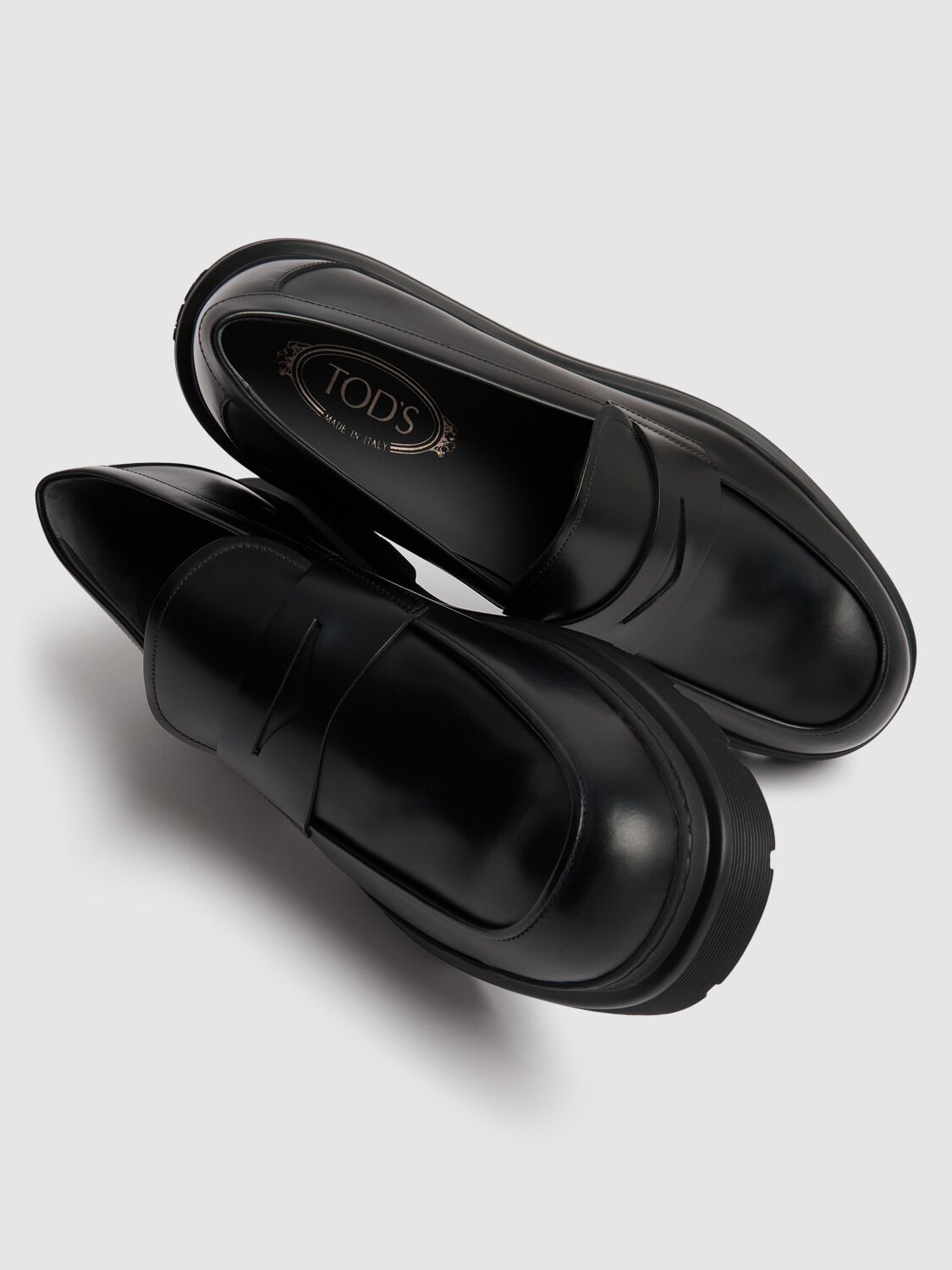 Shop Tod's Leather Penny Loafers In Black