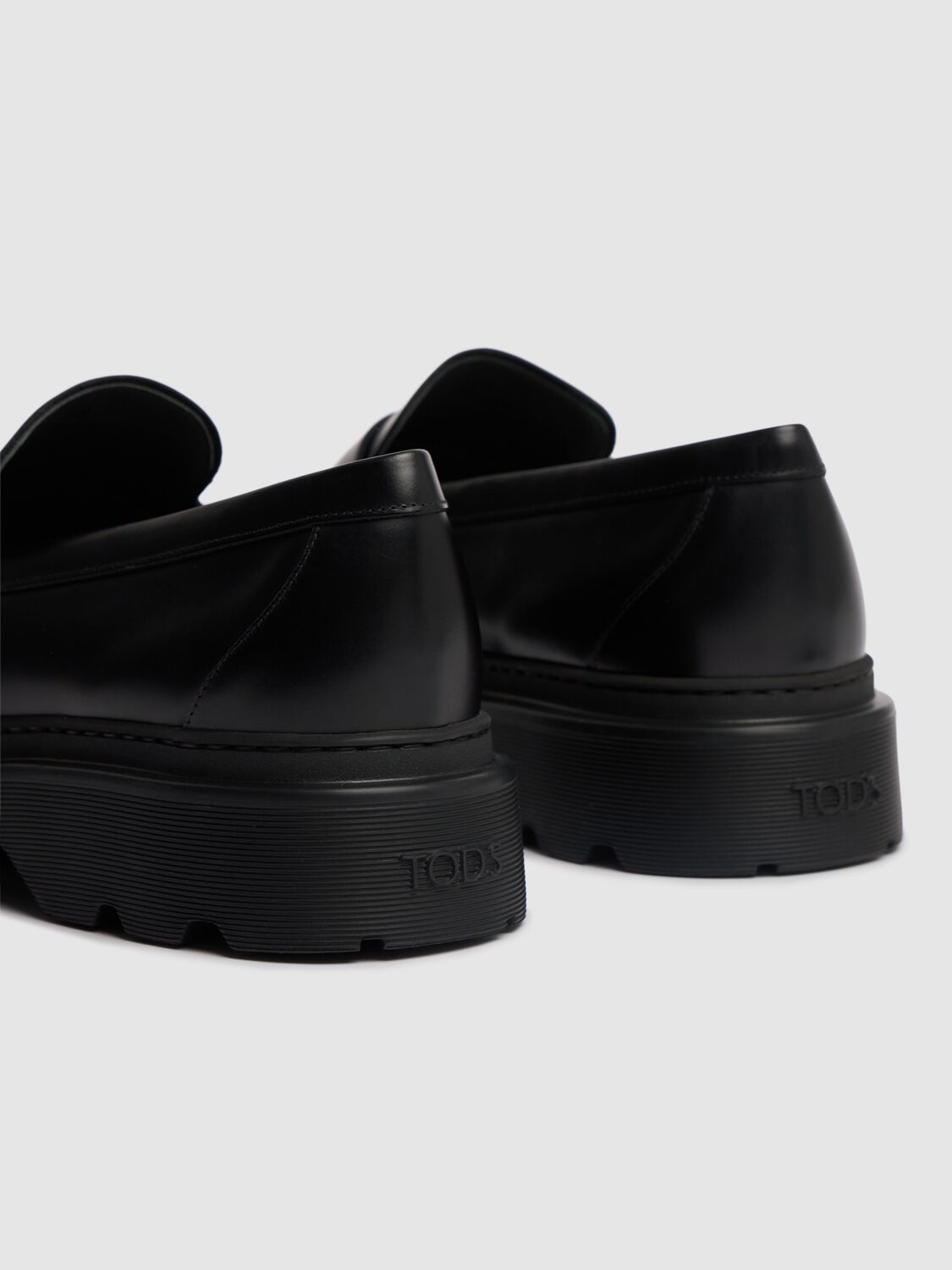 Shop Tod's Leather Penny Loafers In Black