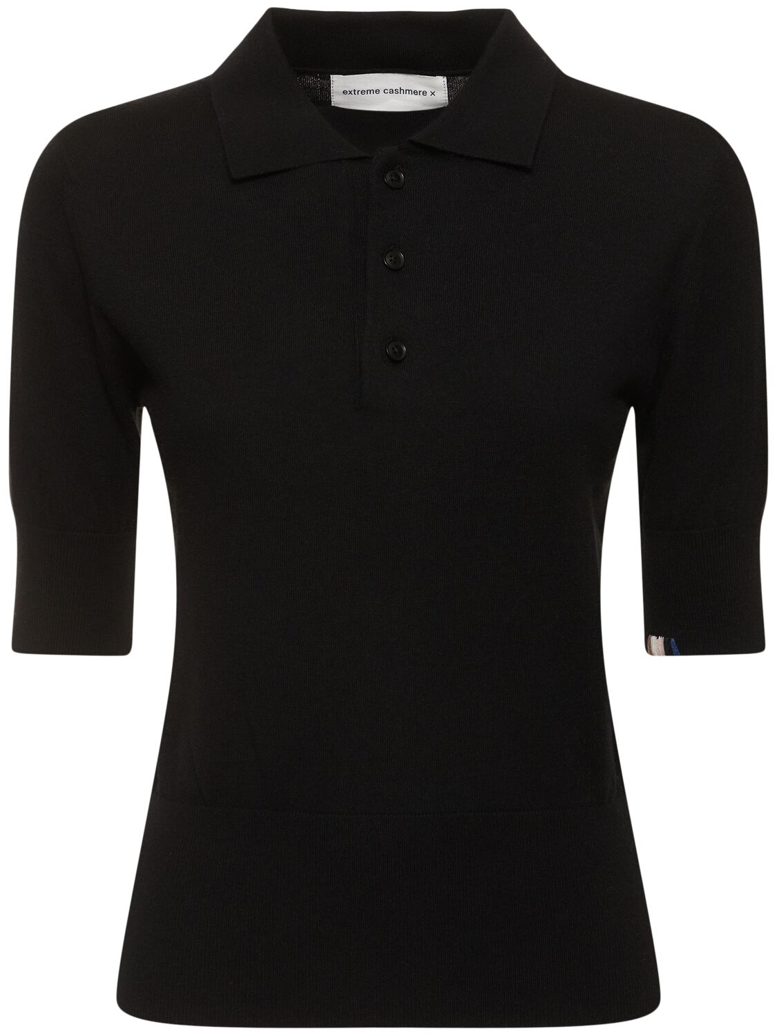Extreme Cashmere Park Cotton & Cashmere Polo Sweater In Black