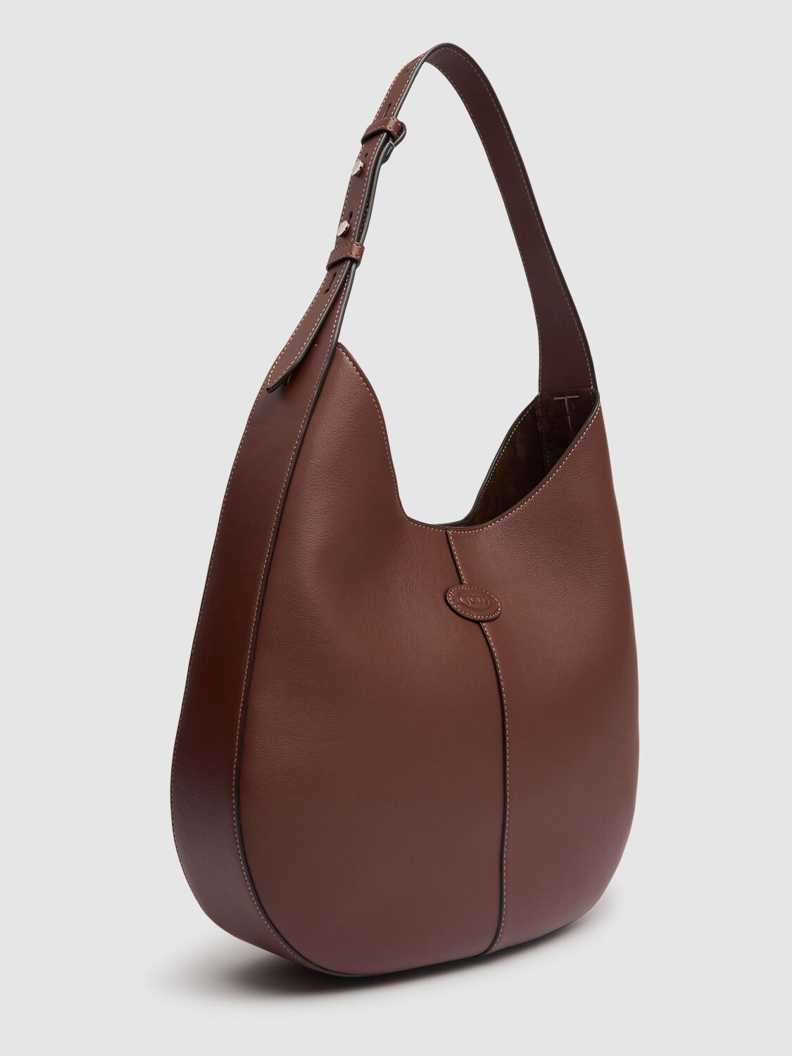 Shop Tod's Small Di Hobo Leather Shoulder Bag In Mogano