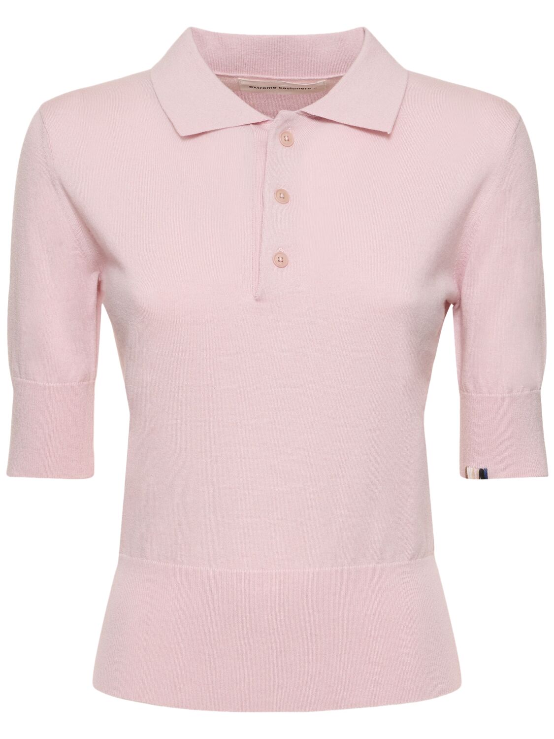 Extreme Cashmere Park Cotton & Cashmere Polo Jumper In Pink