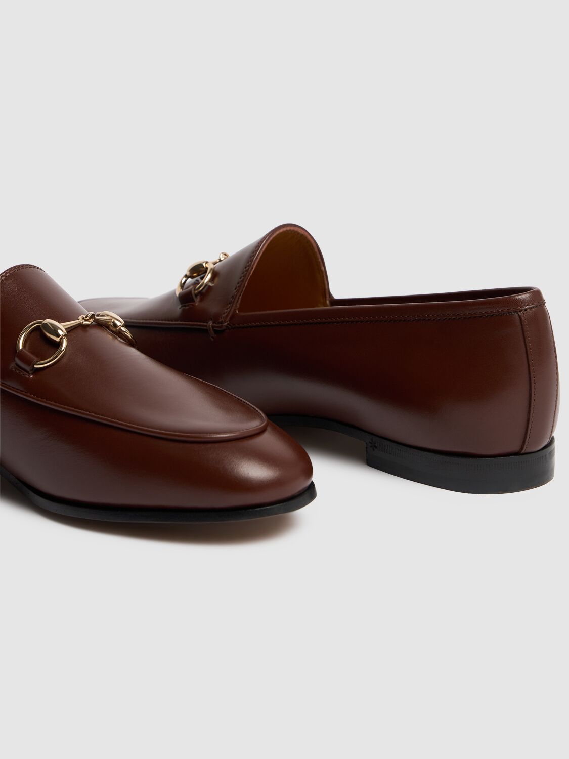 Shop Gucci 10mm Jordaan Leather Loafers In Sweet Chestnut