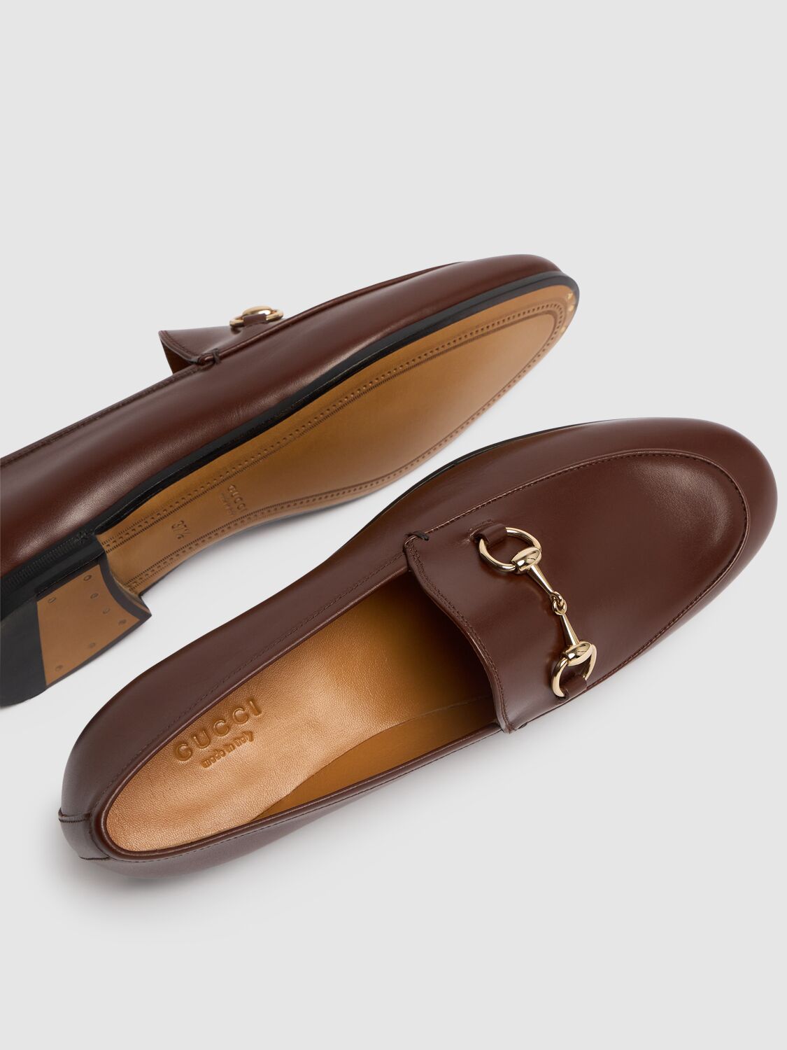 Shop Gucci 10mm Jordaan Leather Loafers In Sweet Chestnut