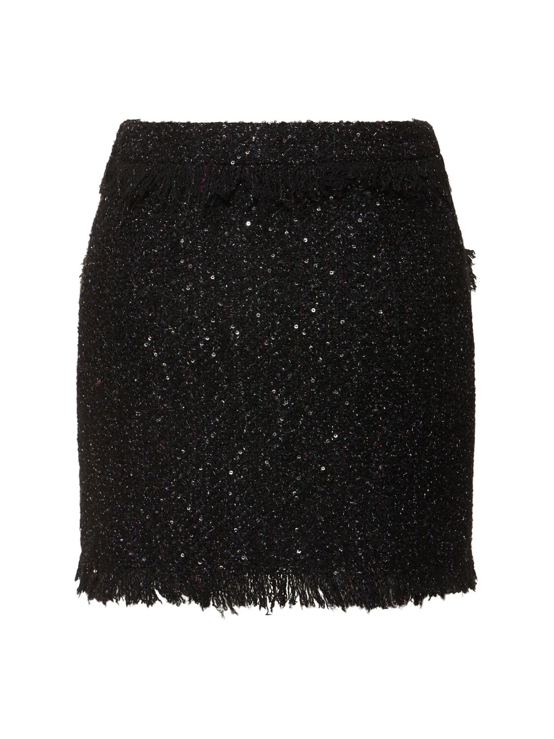 Shop Msgm Tweed Mini Skirt In Black