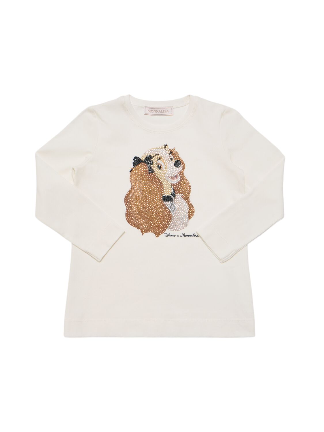 Monnalisa Lady And The Tramp Print Cotton T-shirt In White