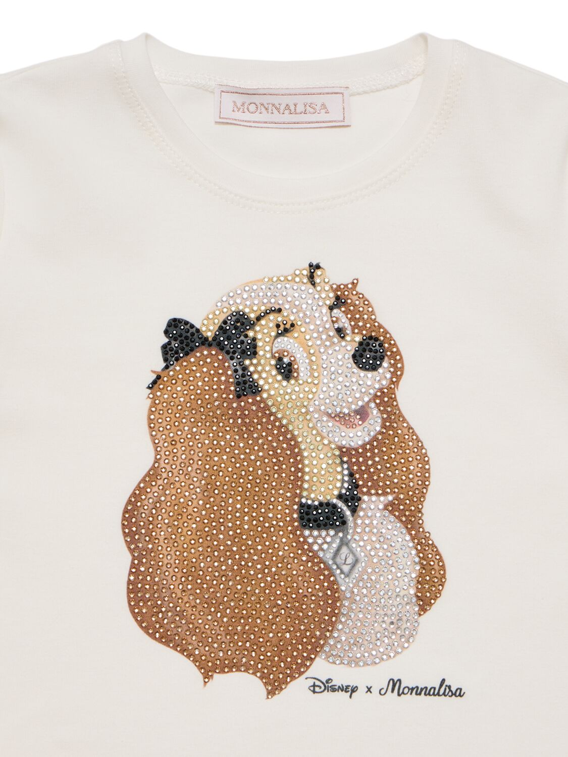 Shop Monnalisa Lady And The Tramp Print Cotton T-shirt In White