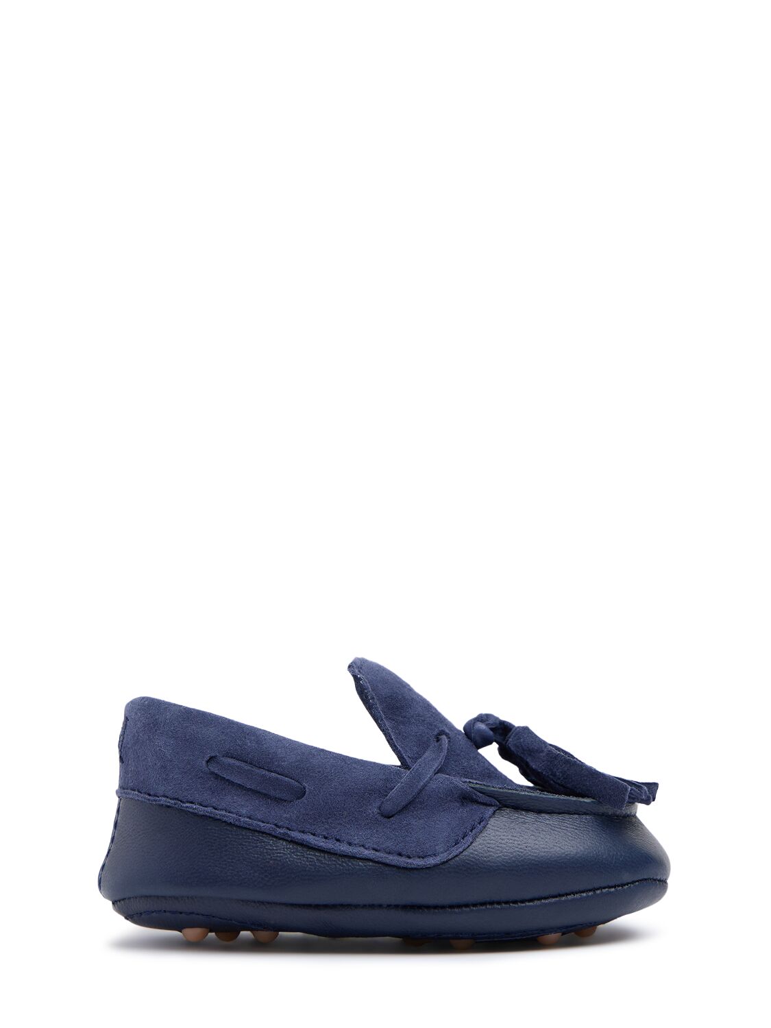 Monnalisa Leather & Suede Loafers In Blue