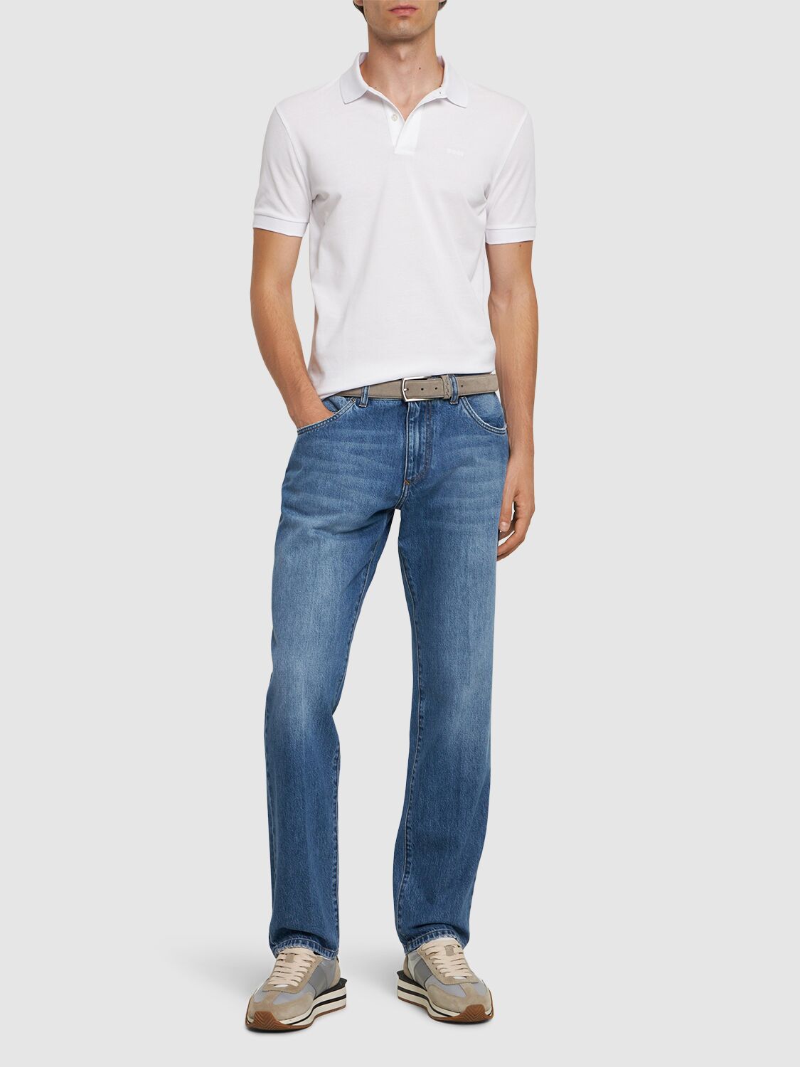 Shop Hugo Boss Pallas Cotton Piquet Polo In White