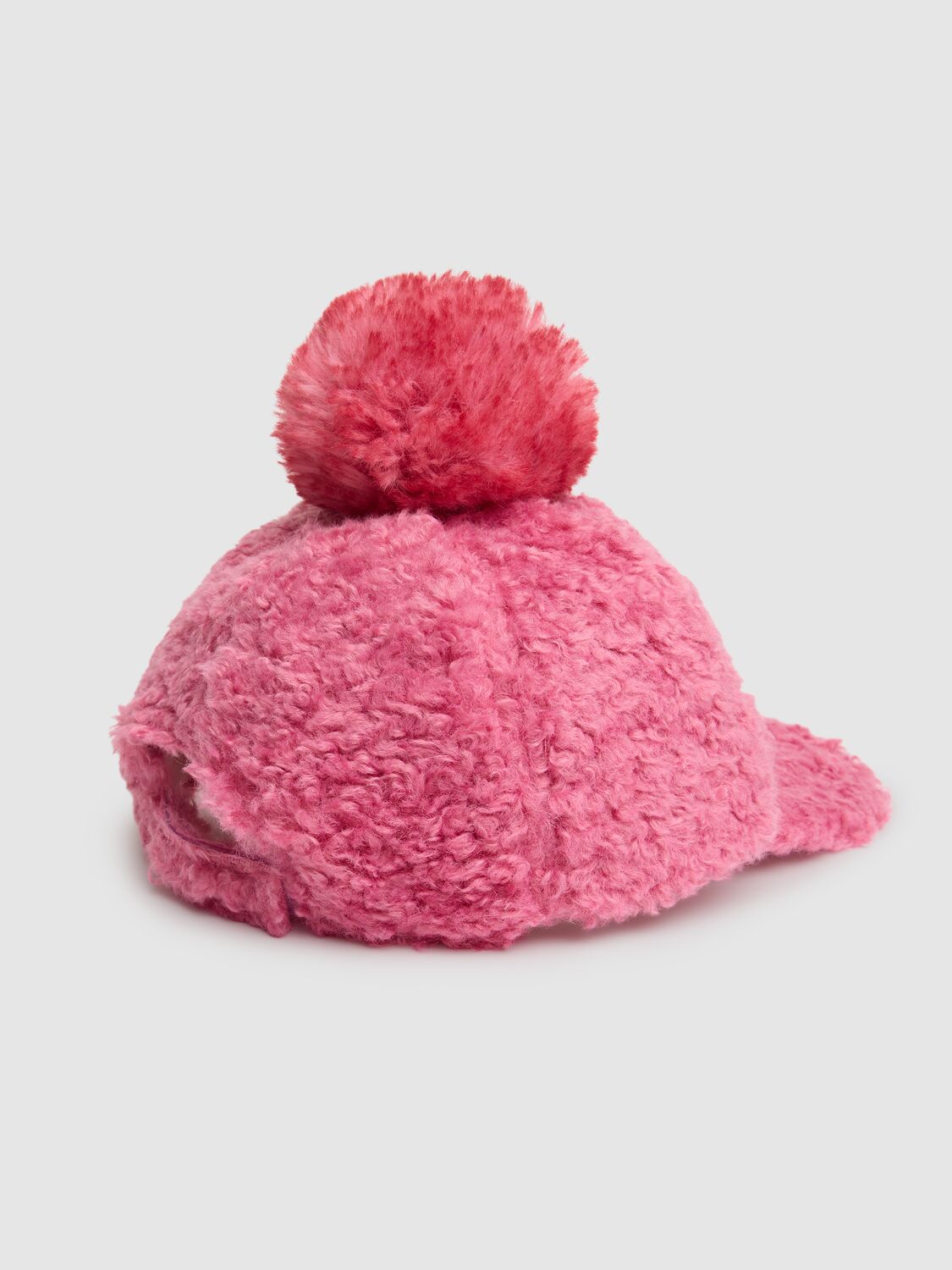 Shop Monnalisa Faux Fur Baseball Hat W/pompon In Pink