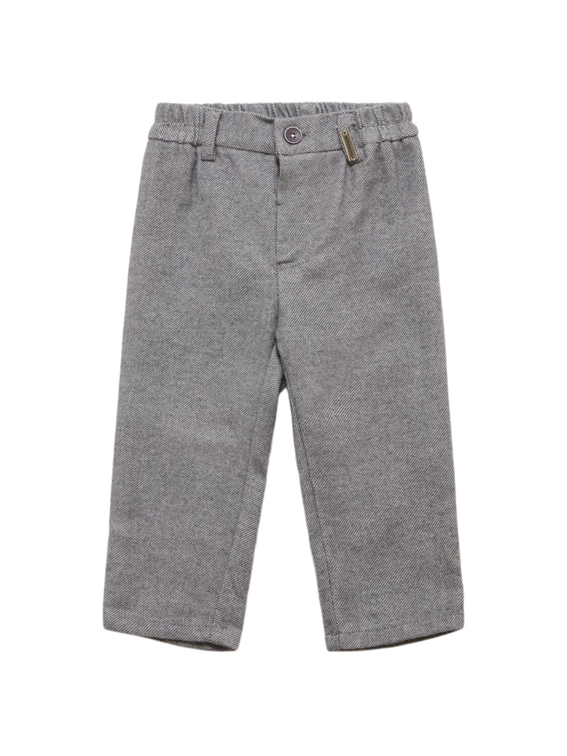 Monnalisa Cotton Flannel Pants In Gray