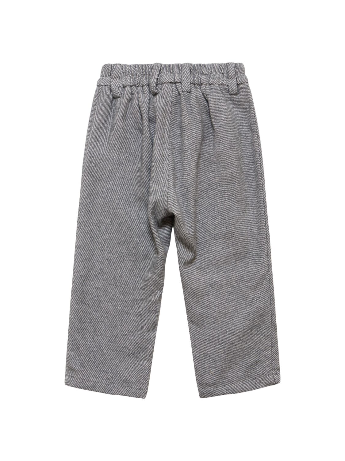 Shop Monnalisa Cotton Flannel Pants In Grey