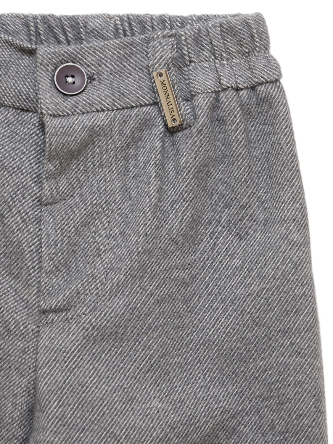 Shop Monnalisa Cotton Flannel Pants In Grey