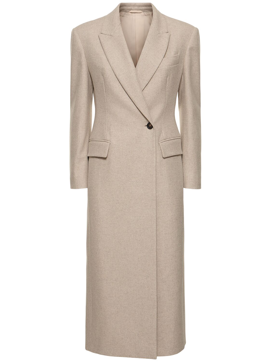 Shop Brunello Cucinelli Compact Wool Blend Coat In Beige