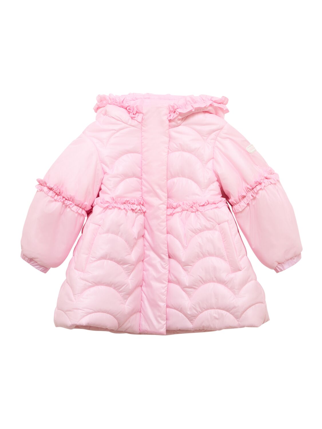 Monnalisa Babies' Hooded Poly Puffer Jacket In Pink