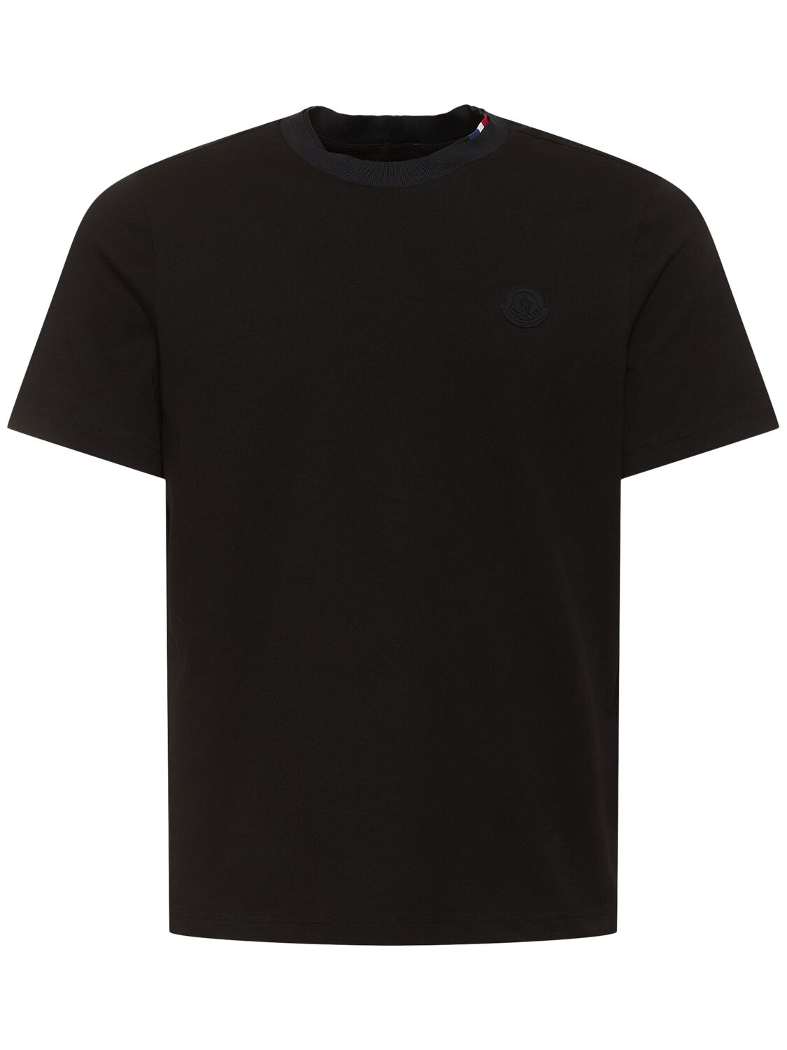 Moncler Logo Patch Cotton T-shirt In Black