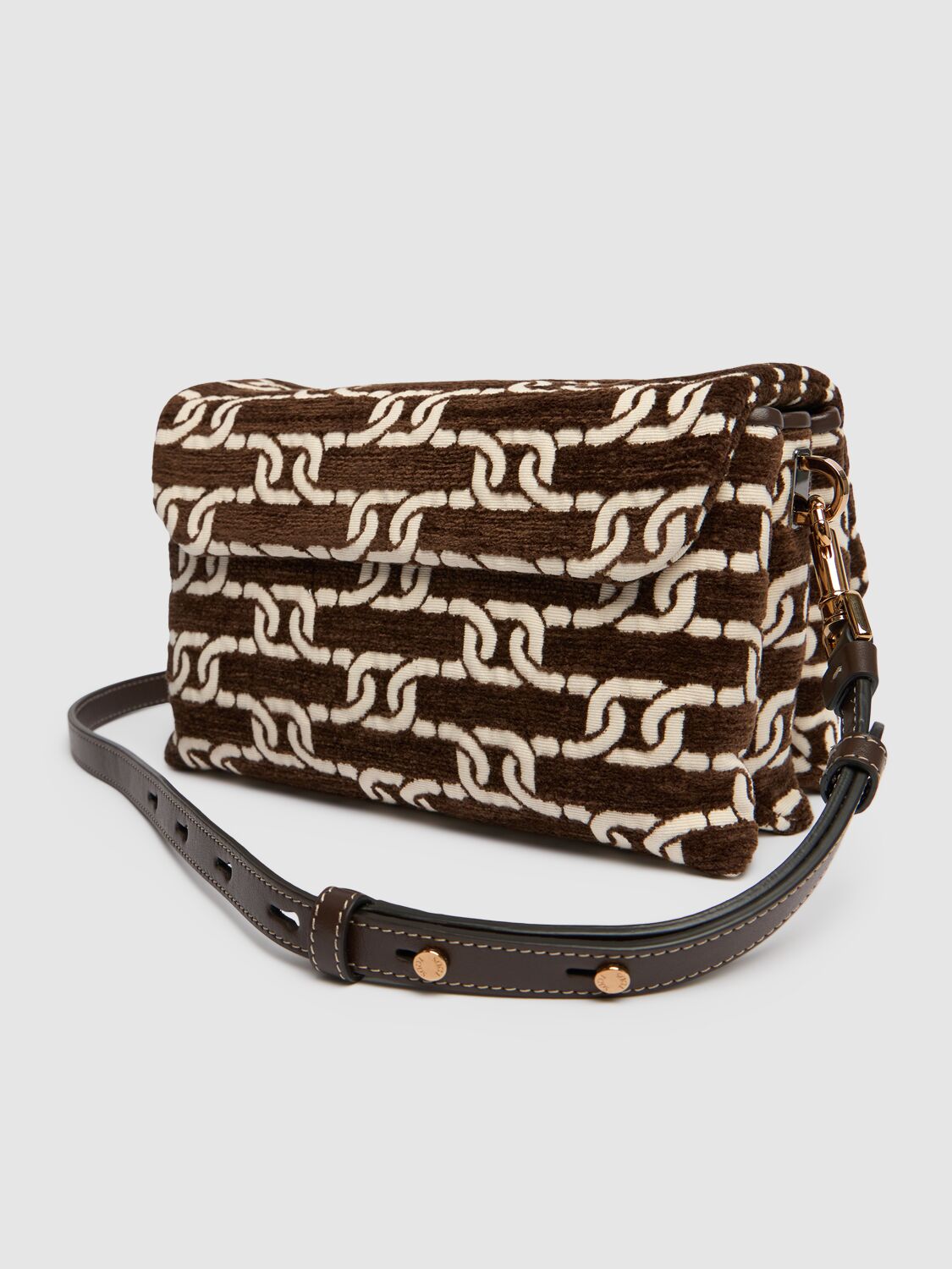 Shop Tod's Mini T Timeless Flap Jacquard Bag In Marrone Africa