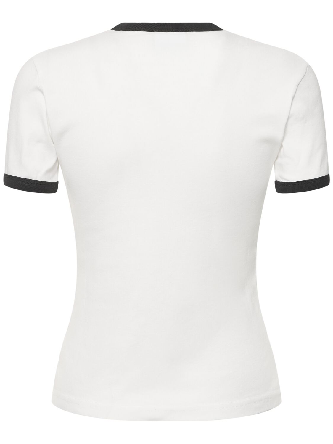 Courrèges Fitted White T-shirt With Contrasting Ribbed Trim In White
