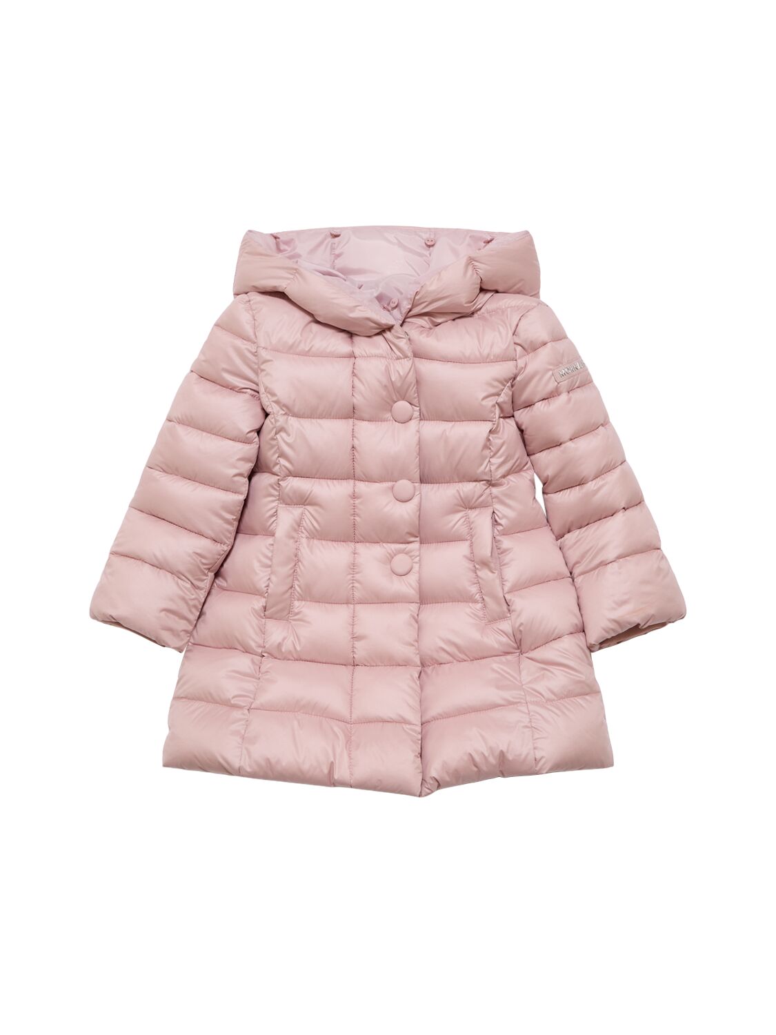 Monnalisa Babies' Hooded Poly & Faux Fur Puffer Jacket In Pink