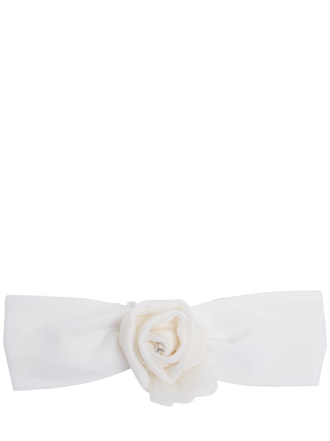 Monnalisa Cotton Headband W/ Flower Appliqué In White