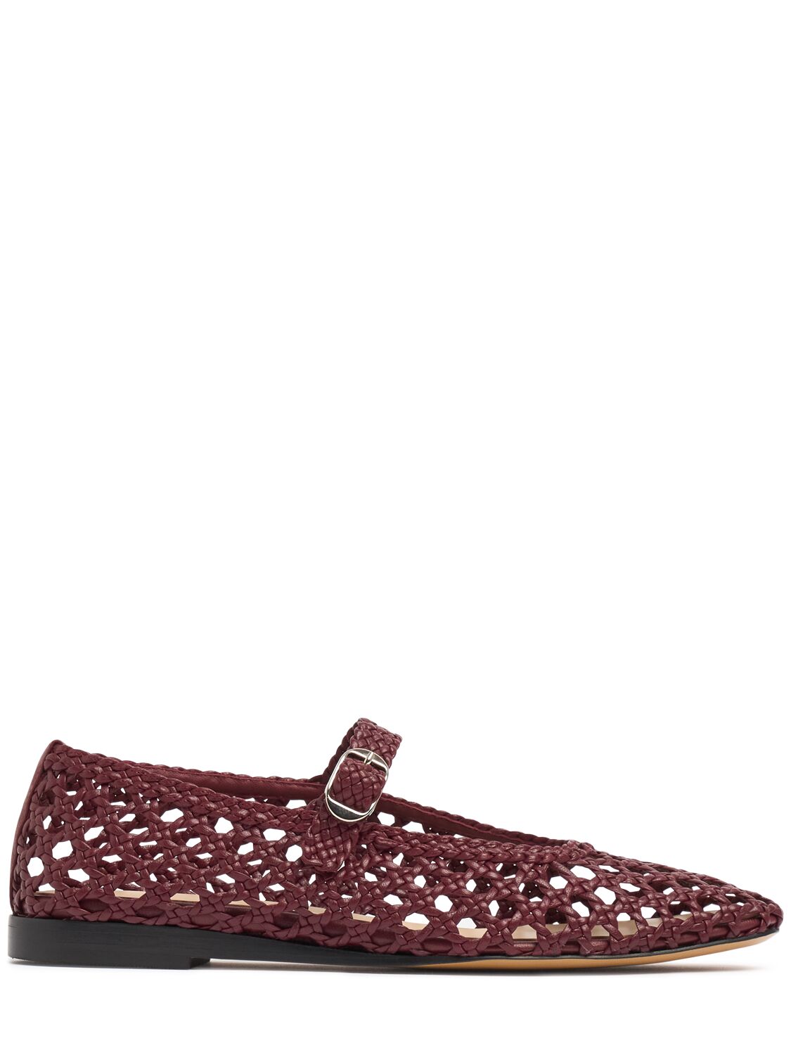 Le Monde Beryl 10mm Woven Leather Mary Jane Flats In Red